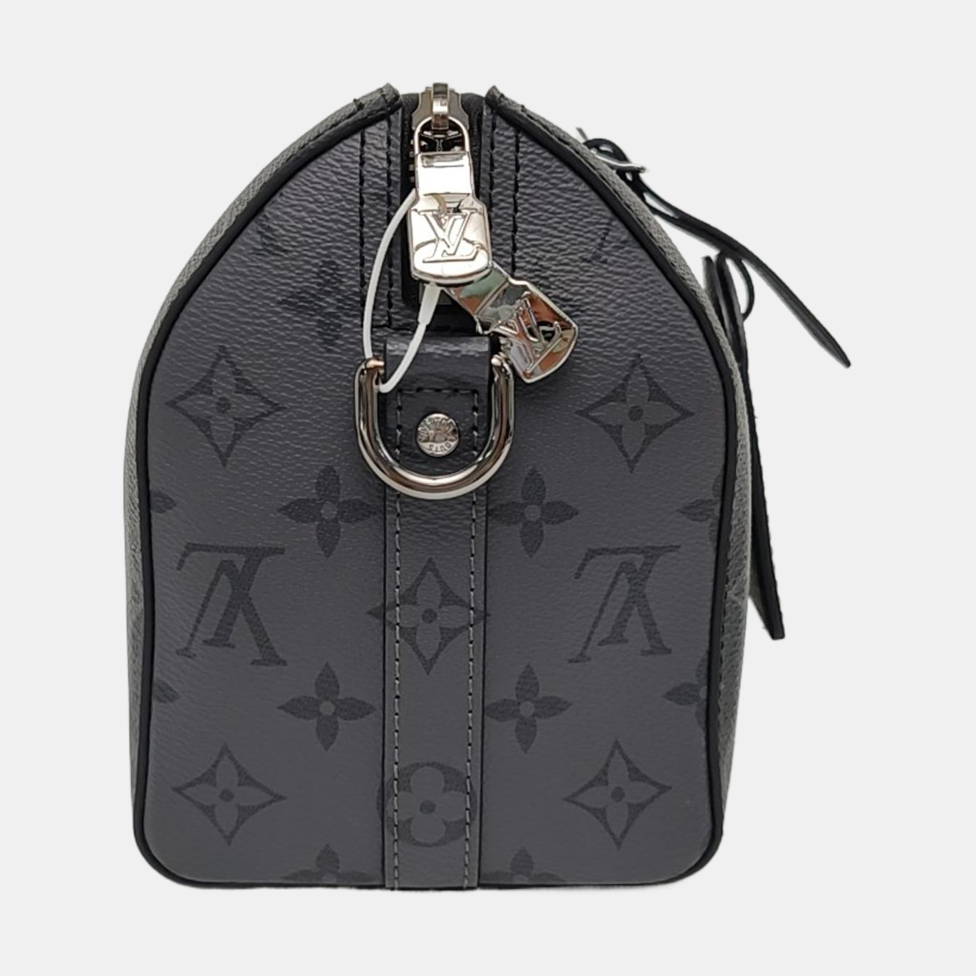 LOUIS VUITTON KEEPALL Black Coated Canvas Monogram Black Samurai Single Shoulder Bag Crossbody Bag with Silver Hardware and Removable Strap-(SKU)-964122055