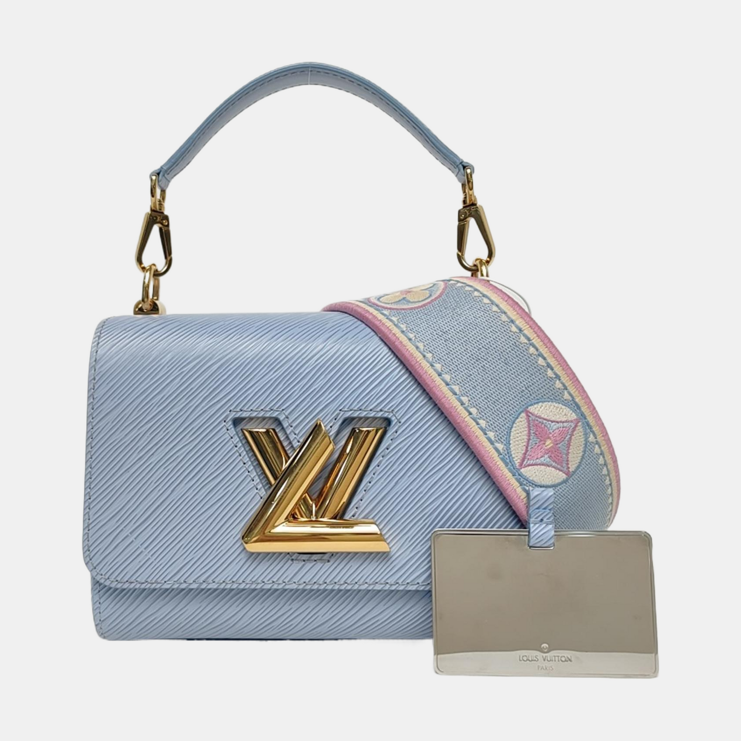 LOUIS VUITTON TWIST Small Blue EPI Leather Wave Crossbody Shoulder Bag with Gold Hardware and 2 Removable Shoulder Straps-(SKU)-964122708
