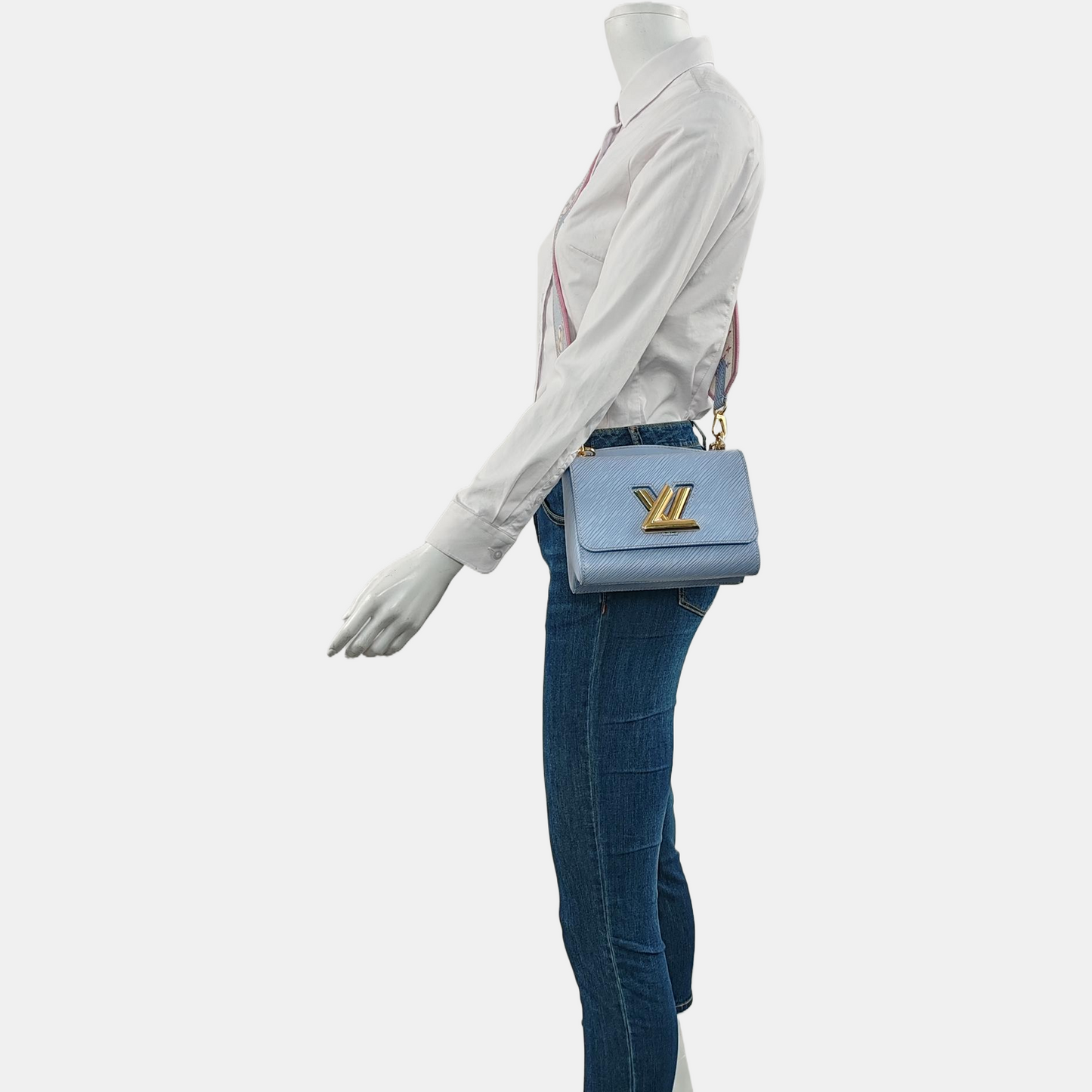 LOUIS VUITTON TWIST Small Blue EPI Leather Wave Crossbody Shoulder Bag with Gold Hardware and 2 Removable Shoulder Straps-(SKU)-964122708