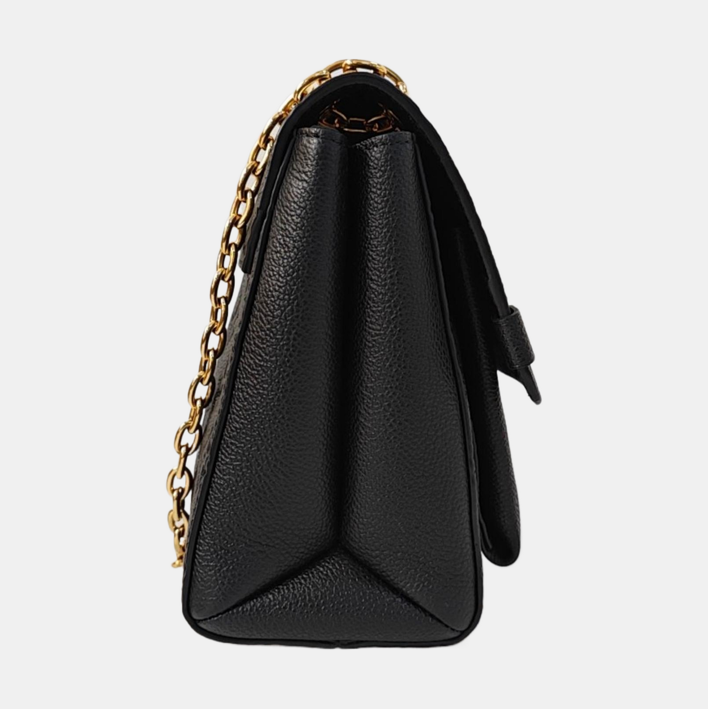 LOUIS VUITTON VAVIN Small Black Leather Monogram Embossed Shoulder Bag Crossbody Bag Golden Hardware-(SKU)-963934010