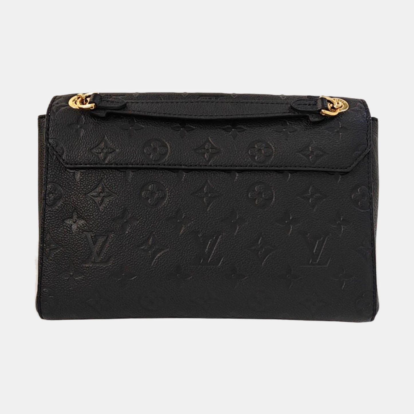LOUIS VUITTON VAVIN Small Black Leather Monogram Embossed Shoulder Bag Crossbody Bag Golden Hardware-(SKU)-963934010