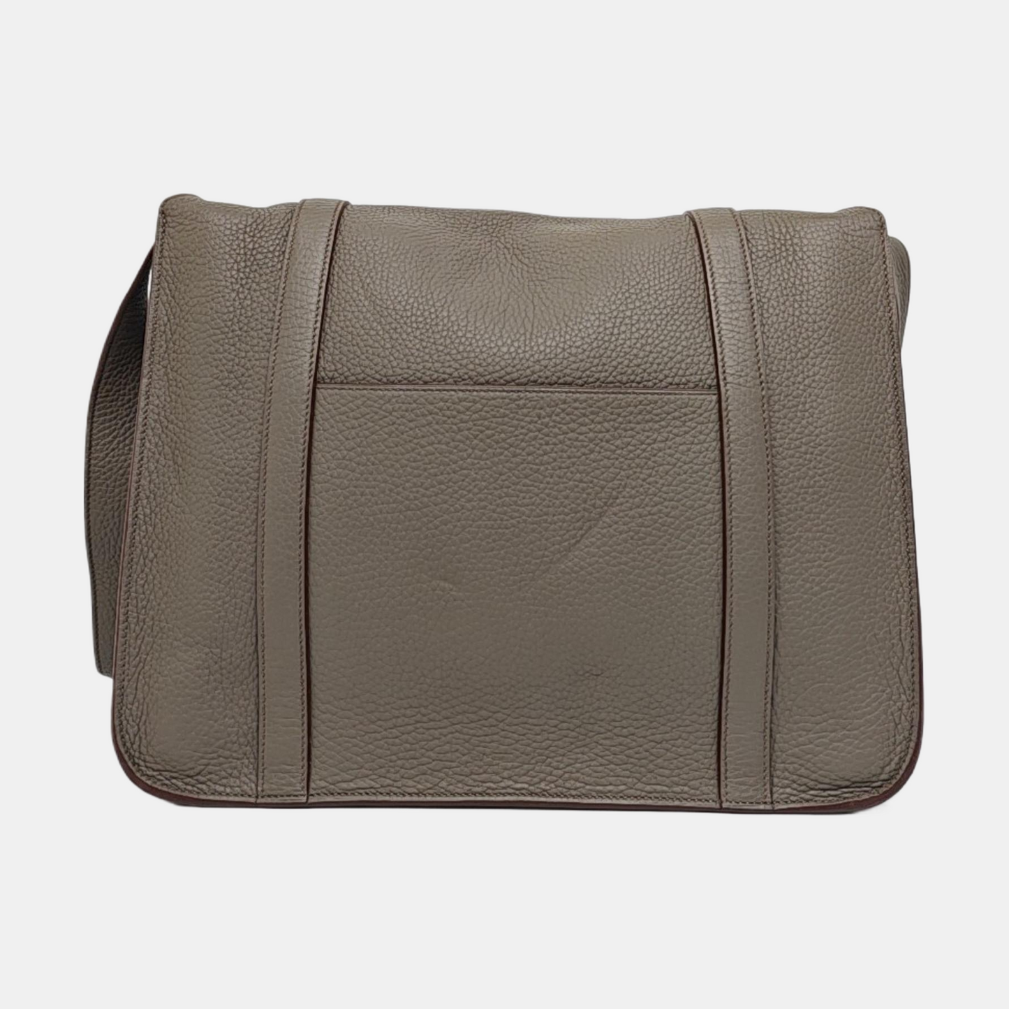 HERMÈS Steve Charcoal Grey Clemence Leather Shoulder Bag Crossbody with Silver Hardware, 🄿-(SKU)-963416776