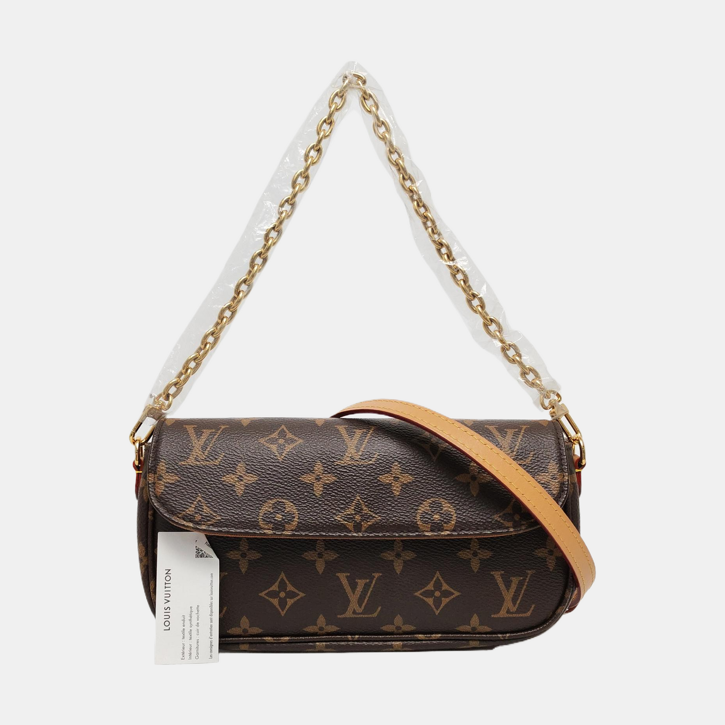 LOUIS VUITTON IVY Brown Coated Canvas Monogram Shoulder Bag Tote Bag Crossbody Bag Gold Hardware 2 Removable Straps-(SKU)-961336162