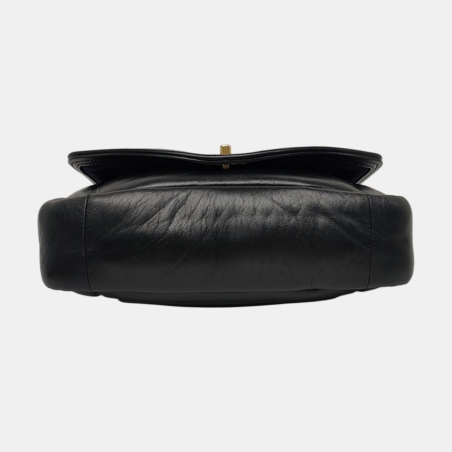 CHANEL VINTAGE PUFFY black lambskin crossbody bag shoulder bag 28 opening gold hardware-(SKU)-964643760