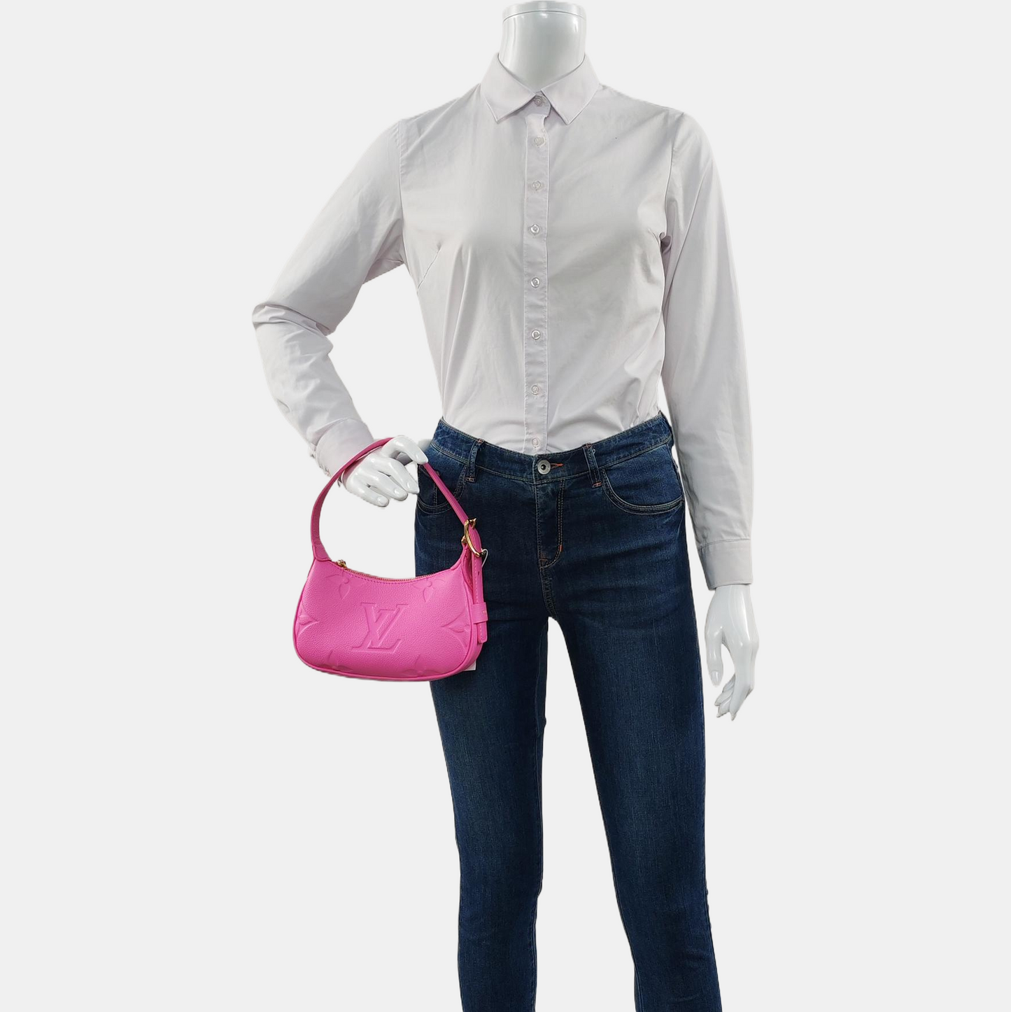 LOUIS VUITTON MOON Mini Pink Calfskin Monogram Damier Embossed Tote Bag, Golden Hardware-(SKU)-964574611