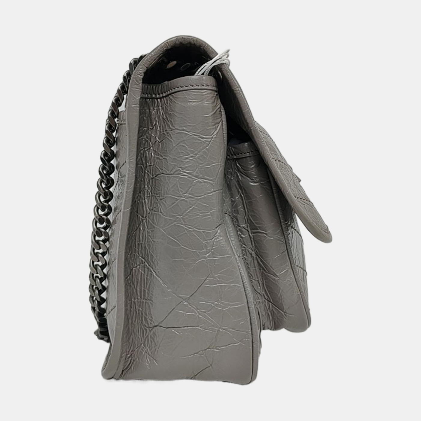 YSL NIKI Medium Grey Leather Quilted V-Grain Single Shoulder Bag Palladium Hardware-(SKU)-964831579