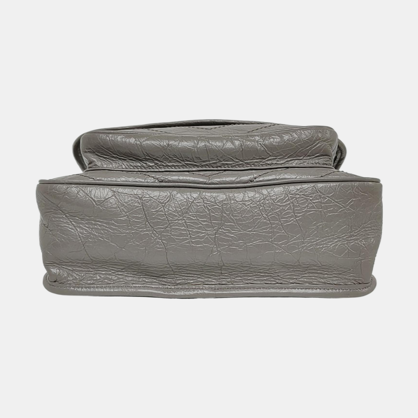 YSL NIKI Medium Grey Leather Quilted V-Grain Single Shoulder Bag Palladium Hardware-(SKU)-964831579