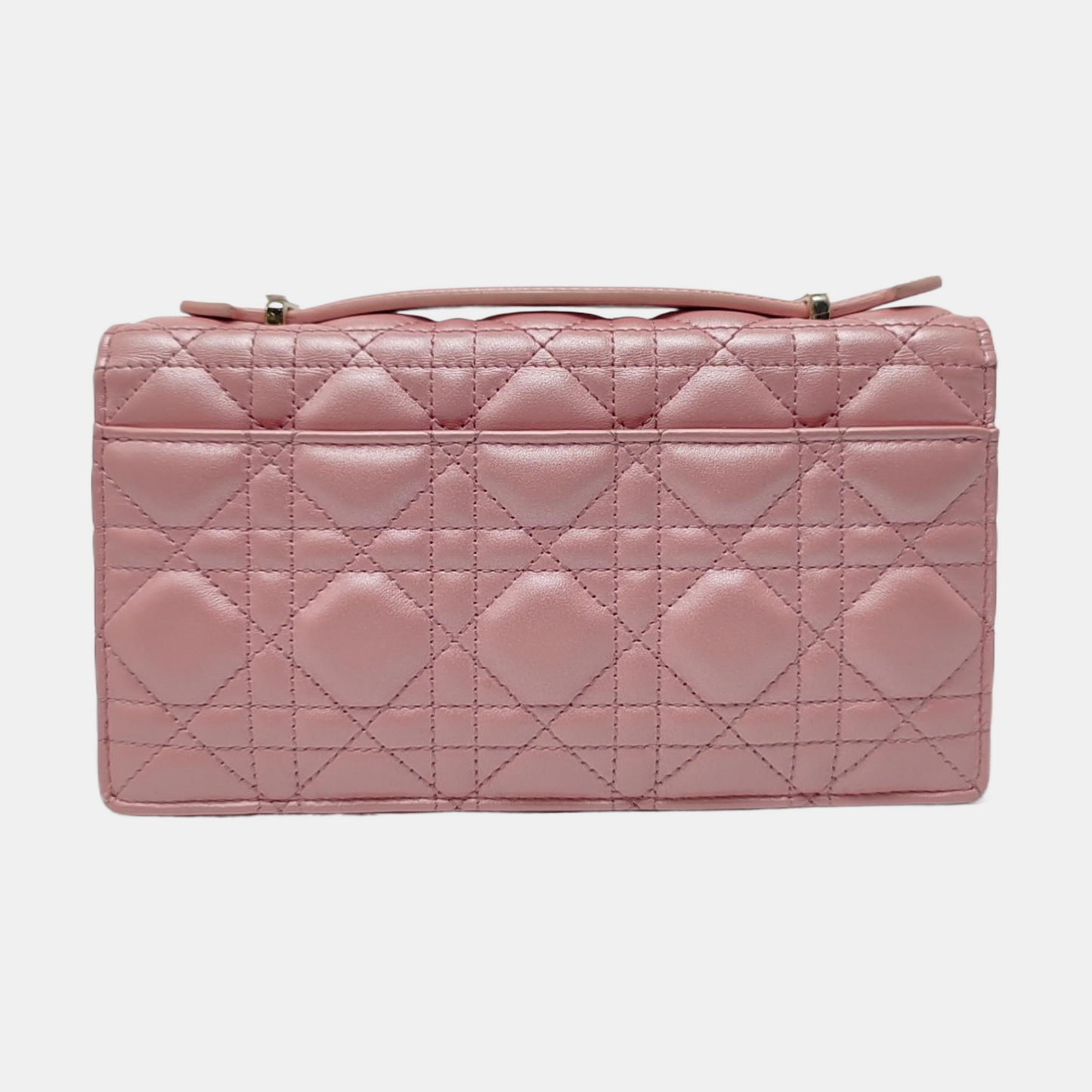 DIOR Lady Dior Mini Pink Lamb Skin Jacquard Quilted Shoulder Bag with Chain Strap, Gold Hardware, Removable Shoulder Strap, Accessories Included-(SKU)-964839672