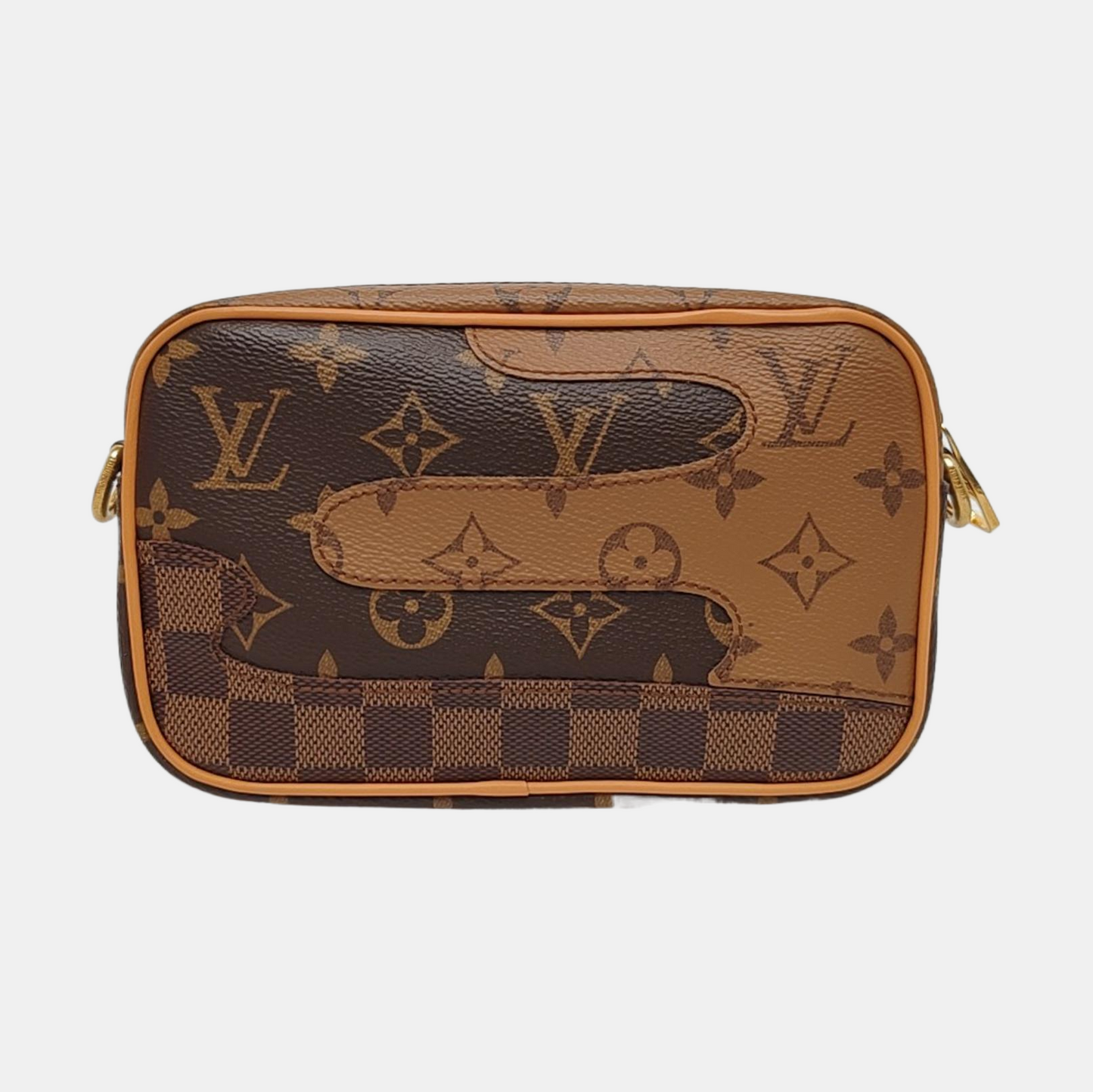 LOUIS VUITTON MARLY DRAGONNE Dark Brown Coated Canvas Monogram Chessboard Crossbody Bag, Gold Hardware, Detachable Shoulder Strap, Accessories Included-(SKU)-964636872
