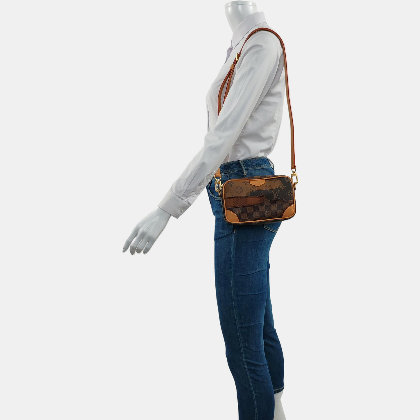 LOUIS VUITTON MARLY DRAGONNE Dark Brown Coated Canvas Monogram Chessboard Crossbody Bag, Gold Hardware, Detachable Shoulder Strap, Accessories Included-(SKU)-964636872