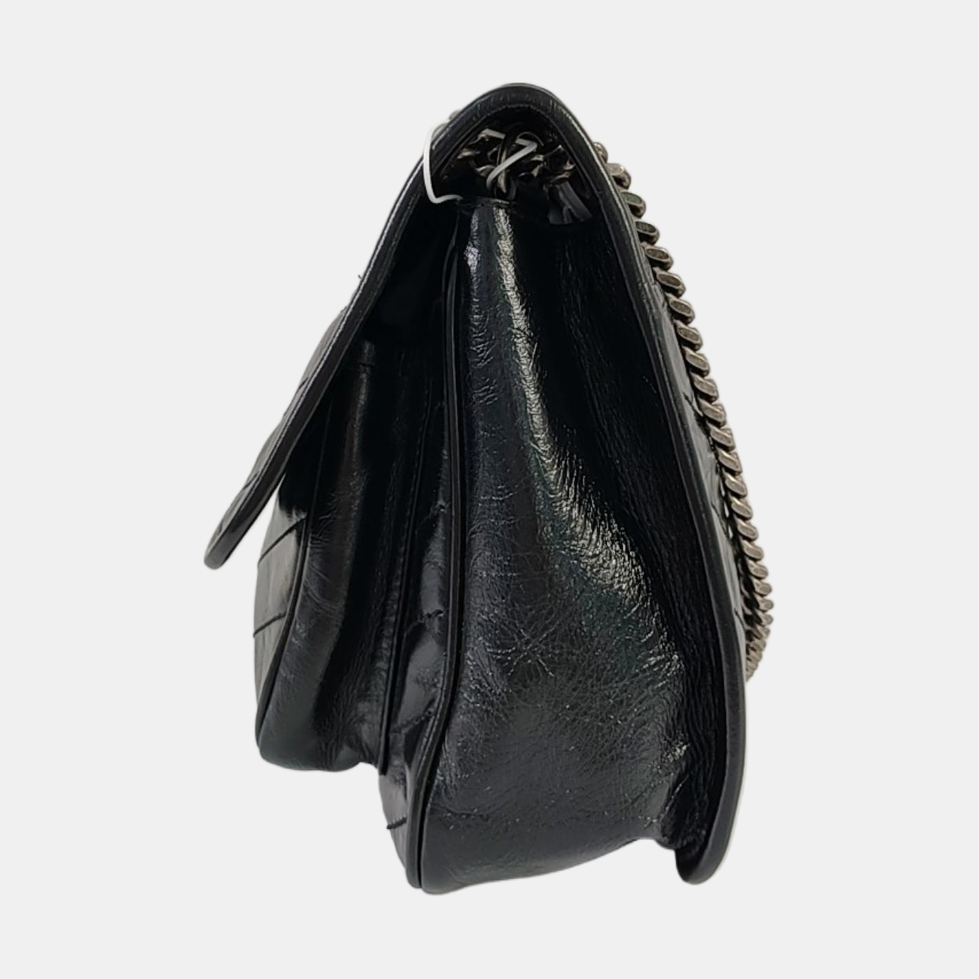 YSL NIKI Medium Black Leather Quilted V-Shape Shoulder Bag Black Ruthenium Hardware-(SKU)-964795296