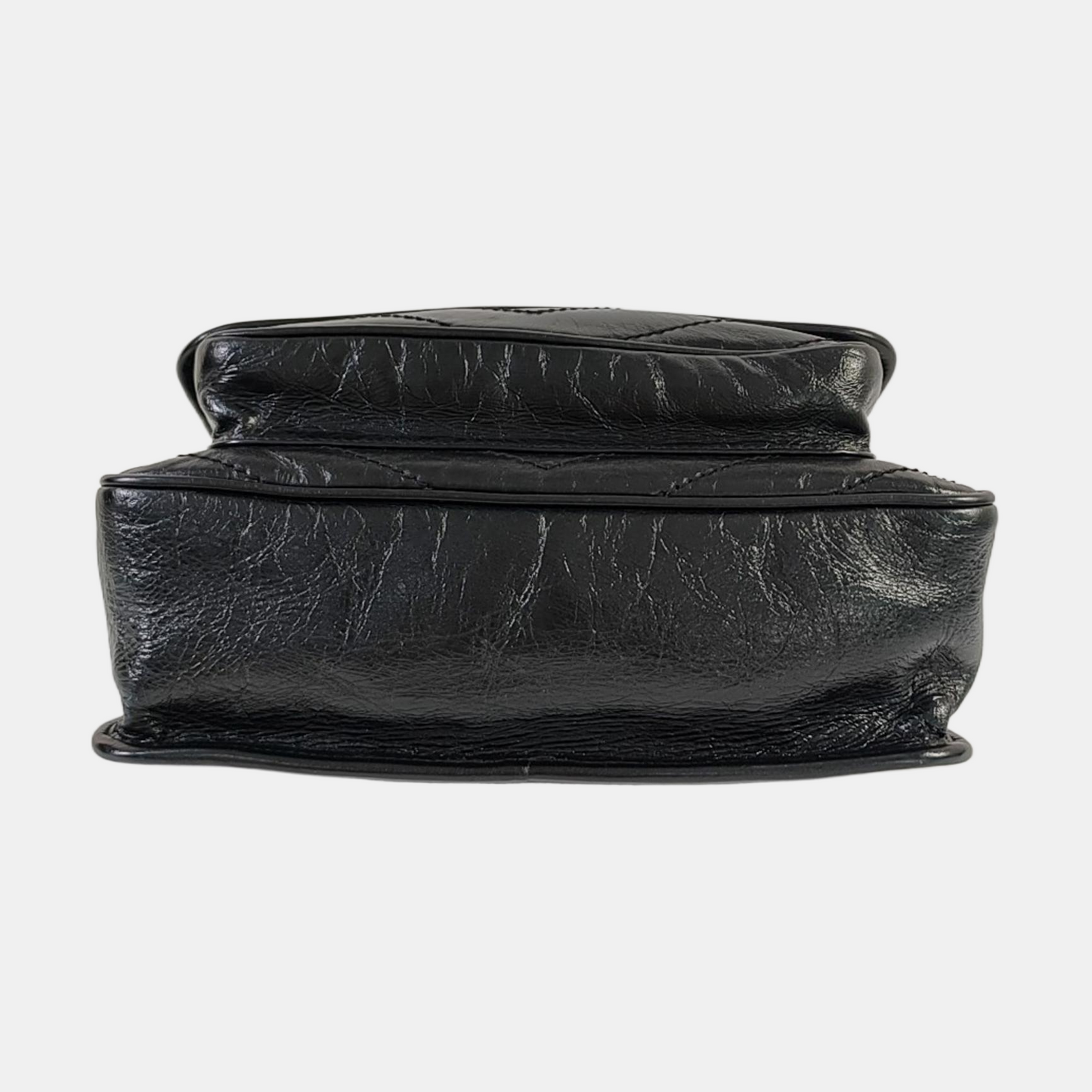 YSL NIKI Medium Black Leather Quilted V-Shape Shoulder Bag Black Ruthenium Hardware-(SKU)-964795296