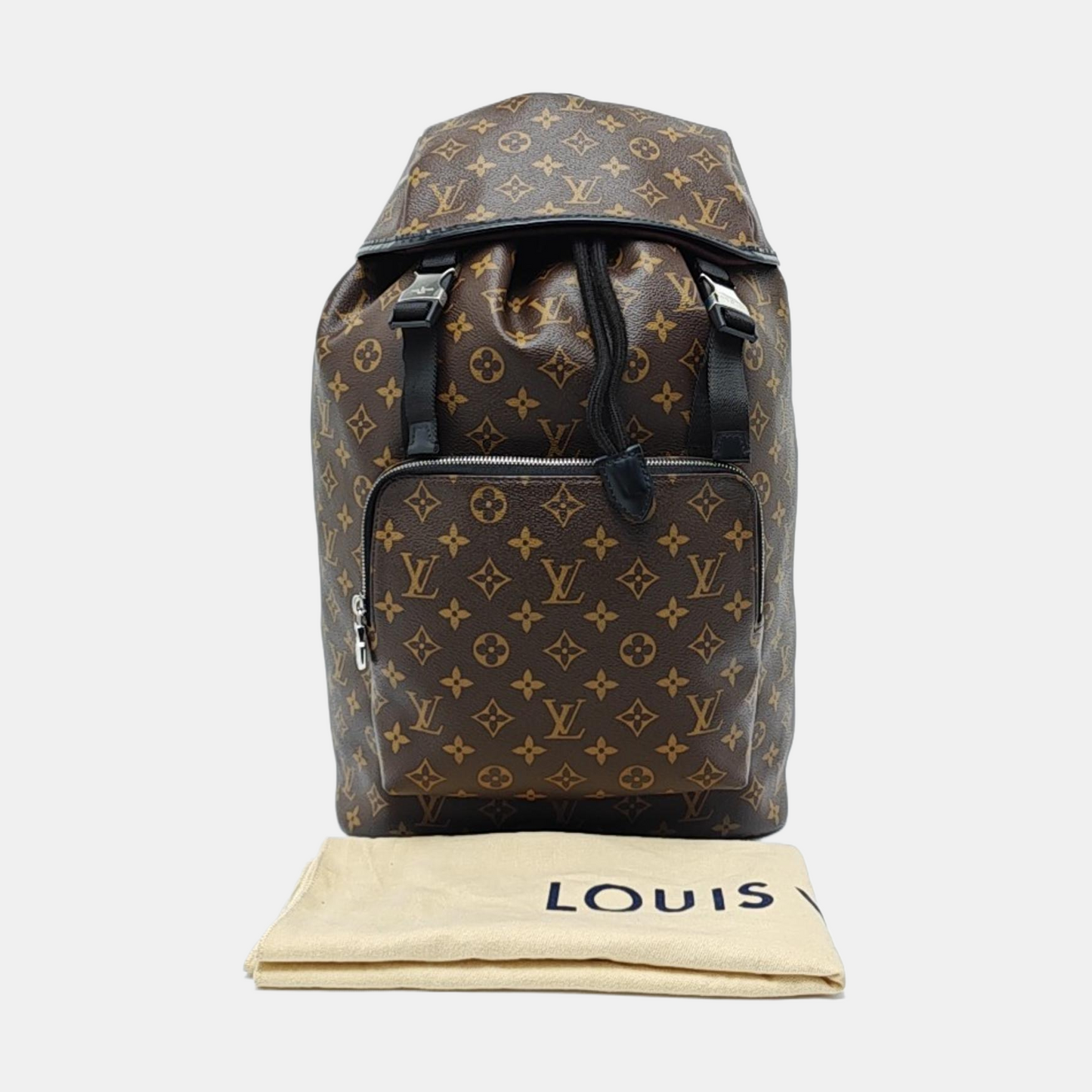 LOUIS VUITTON ZACK Medium Brown Coated Canvas Monogram Backpack Tote Bag Silver Hardware-(SKU)-965082946