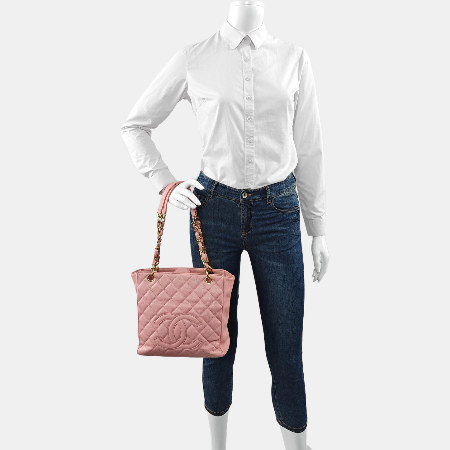 CHANEL CHANEL PST Pink Calfskin Quilted Handbag Gold Hardware 8 Clasp-(SKU)-964725019