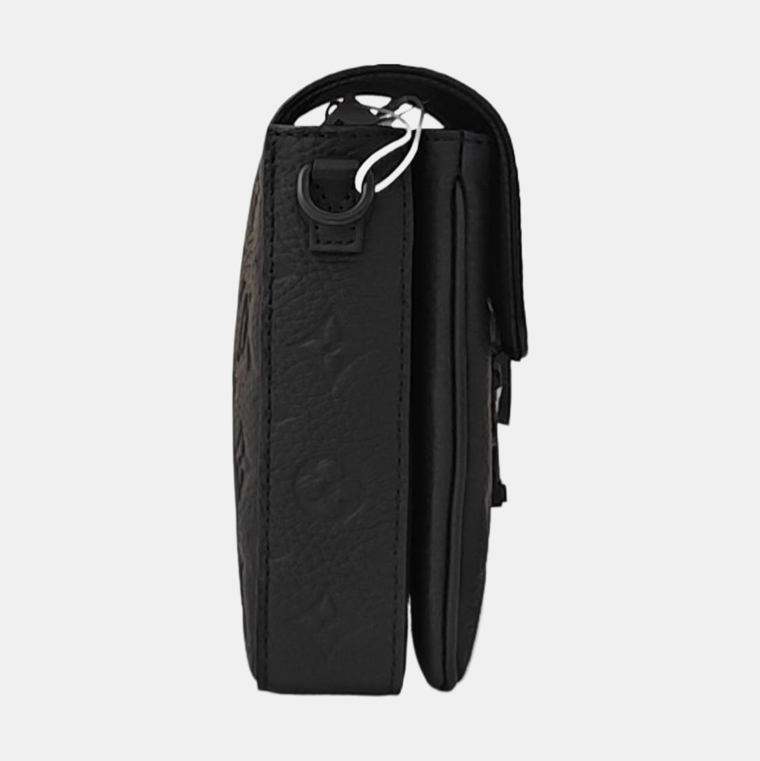 LOUIS VUITTON S LOCK Black Calfskin Monogram Vernis Crossbody Bag Shoulder Bag Handbag Removable Strap Black Hardware-(SKU)-964883000