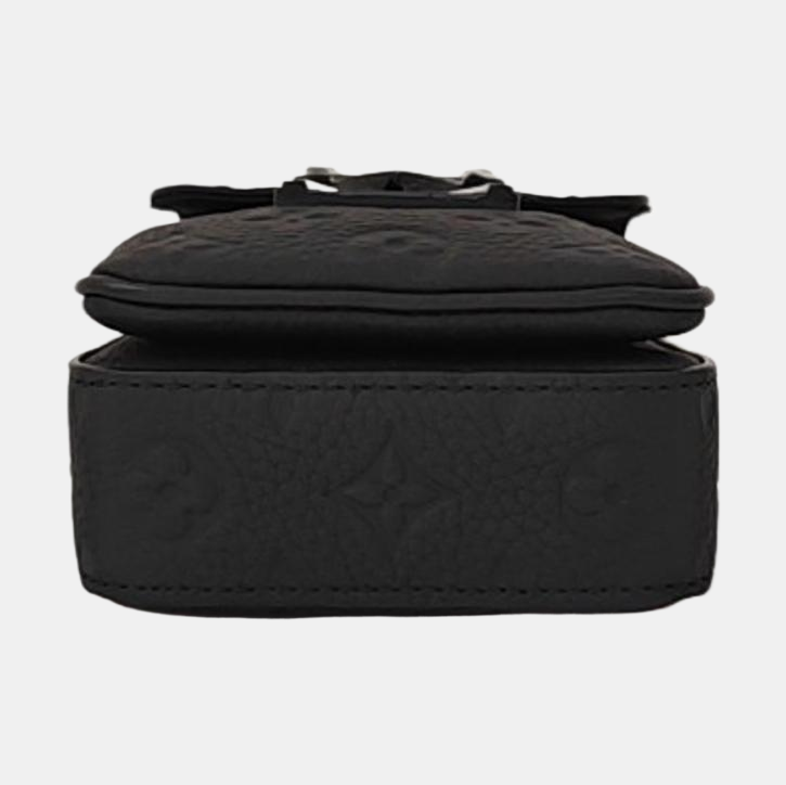LOUIS VUITTON S LOCK Black Calfskin Monogram Vernis Crossbody Bag Shoulder Bag Handbag Removable Strap Black Hardware-(SKU)-964883000