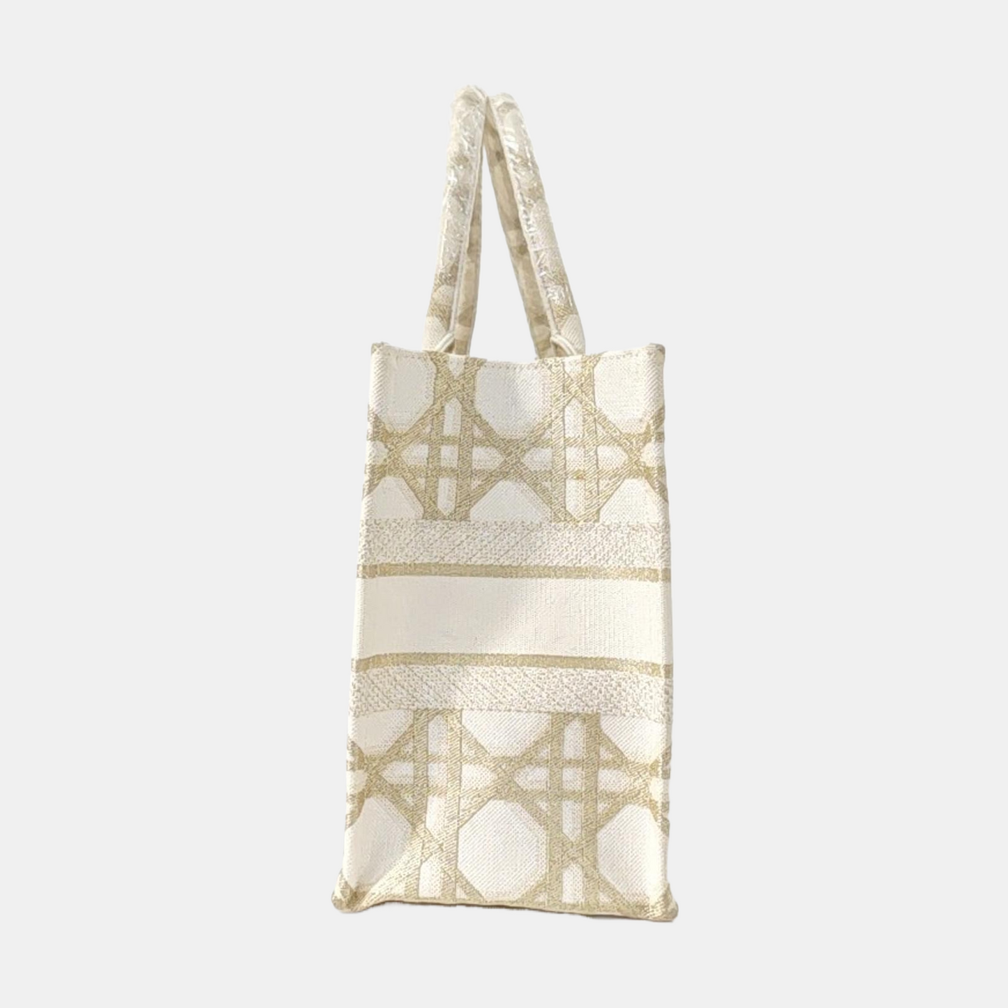 DIOR Book Tote Medium White Canvas Embroidered Handbag Single Shoulder Bag-(SKU)-964968341