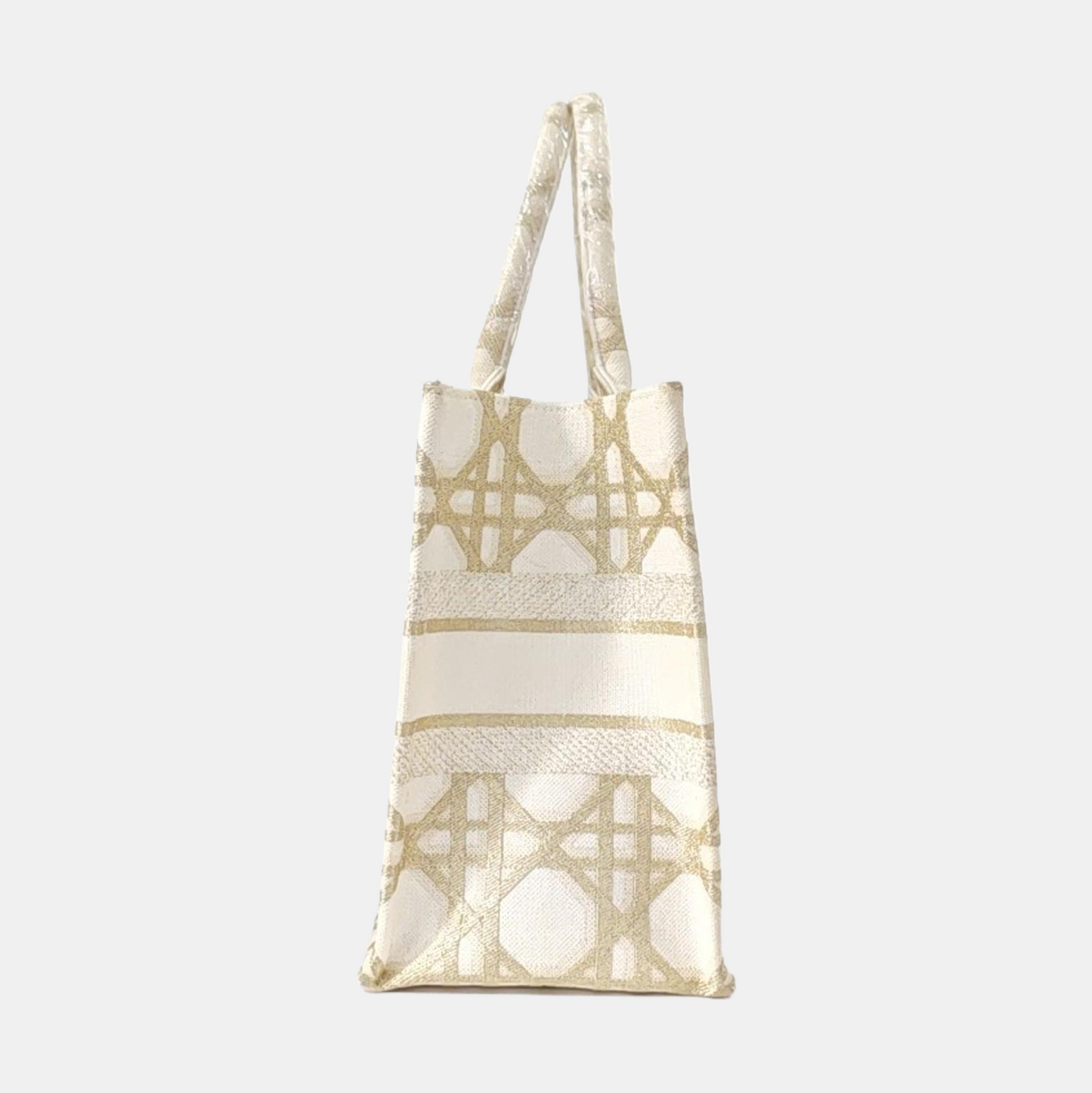 DIOR Book Tote Medium White Canvas Embroidered Handbag Single Shoulder Bag-(SKU)-964968341