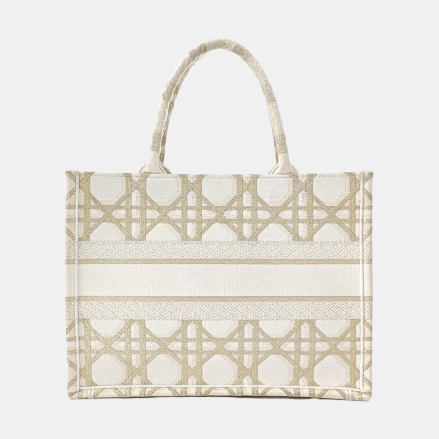 DIOR Book Tote Medium White Canvas Embroidered Handbag Single Shoulder Bag-(SKU)-964968341