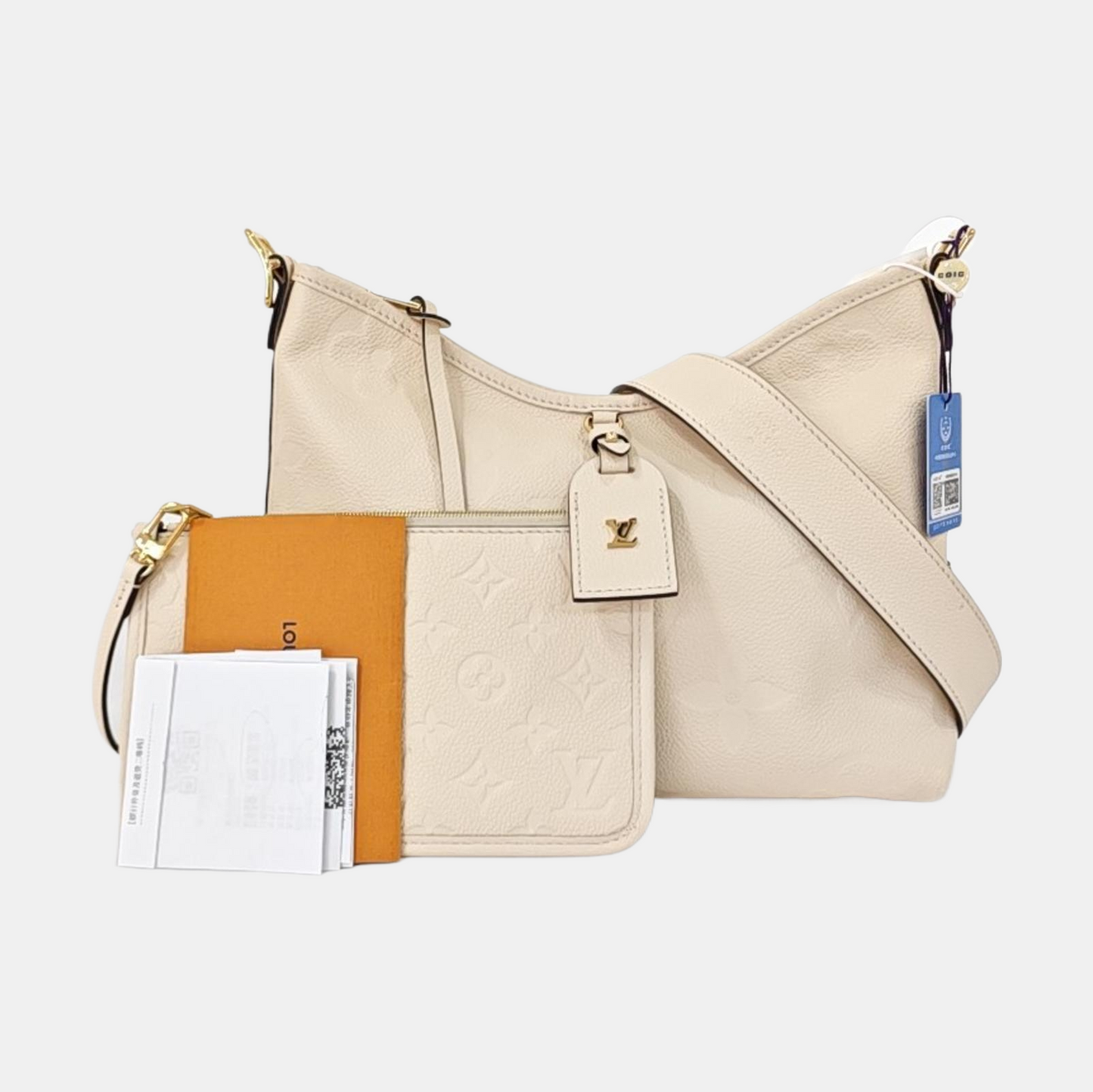 LOUIS VUITTON CARRYALL Small Beige Leather Monogram Damier Ebene Shoulder Bag Tote Bag Crossbody Golden Hardware Removable Shoulder Strap-(SKU)-965118869