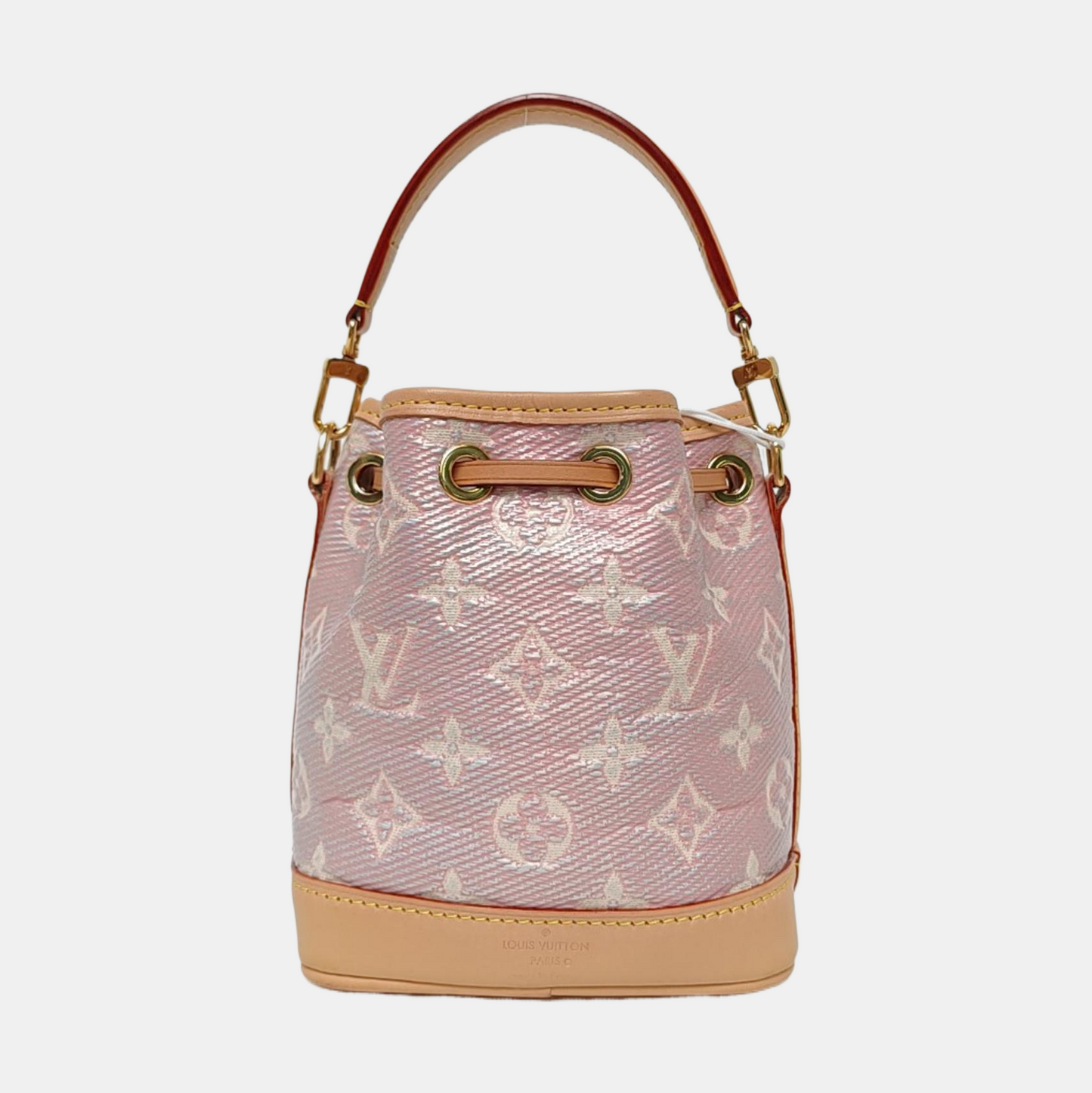 LOUIS VUITTON NOÉ Mini Pink Coated Canvas MonogramShoulder Bag Tote Bag Gold Hardware 2 Removable Straps-(SKU)-964981440