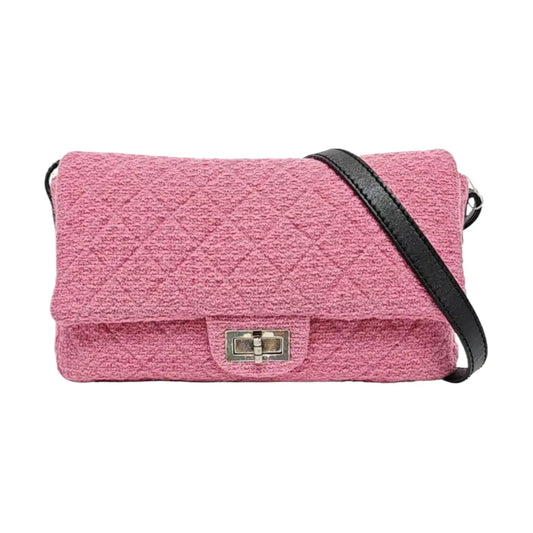 CHANEL 2.55 Maxi Super Large Pink Wool Quilted Matelassé Shoulder Bag Crossbody Bag Rutenium Hardware 13 Clasp-(SKU)-965133439