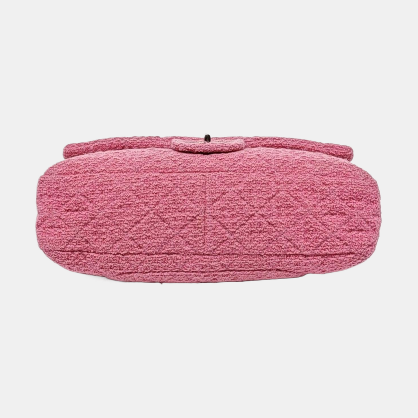 CHANEL 2.55 Maxi Super Large Pink Wool Quilted Matelassé Shoulder Bag Crossbody Bag Rutenium Hardware 13 Clasp-(SKU)-965133439