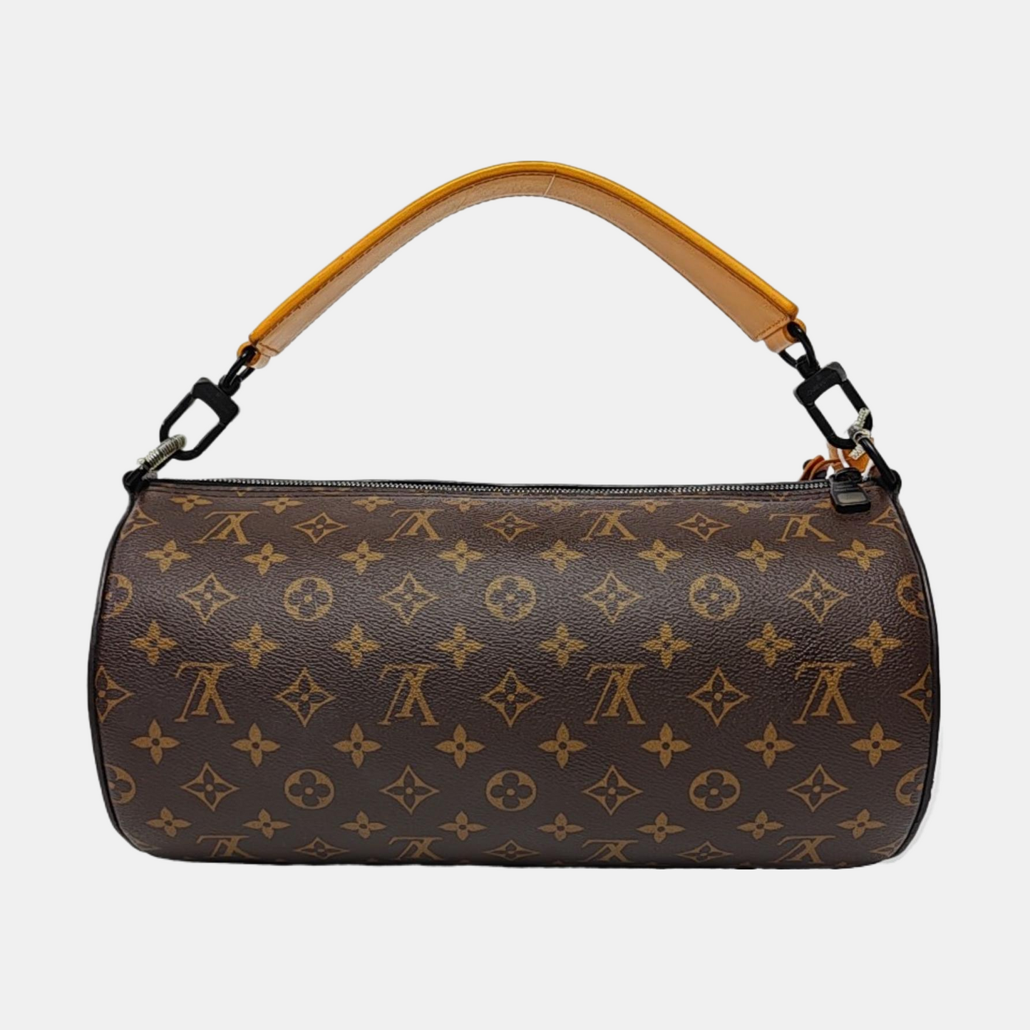 LOUIS VUITTON SOFT POLOCHON Brown Coated Canvas Monogram Pattern Boston Bag Single Shoulder Bag Crossbody Bag Tote Bag Black Hardware 2 Removable Straps-(SKU)-965228783