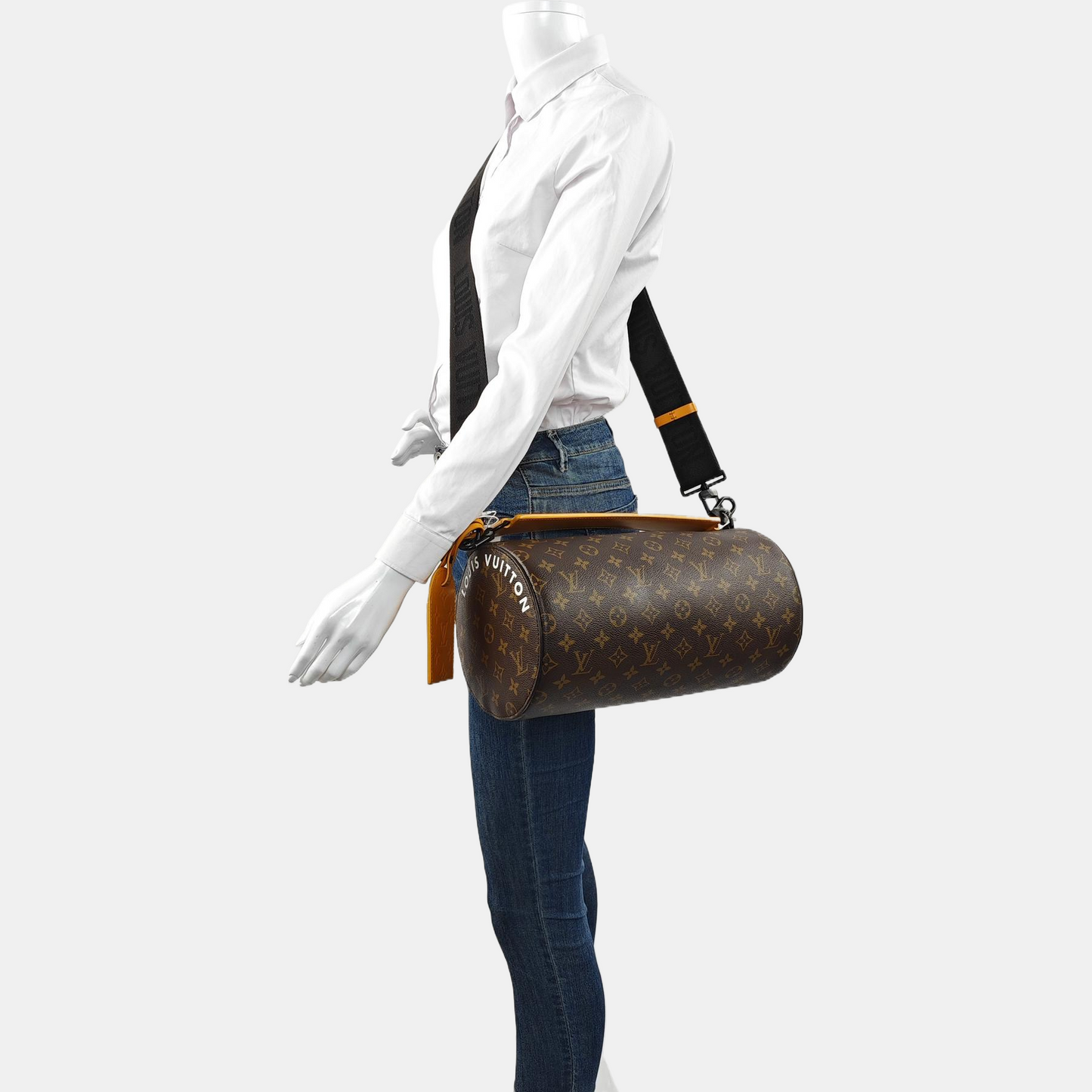LOUIS VUITTON SOFT POLOCHON Brown Coated Canvas Monogram Pattern Boston Bag Single Shoulder Bag Crossbody Bag Tote Bag Black Hardware 2 Removable Straps-(SKU)-965228783
