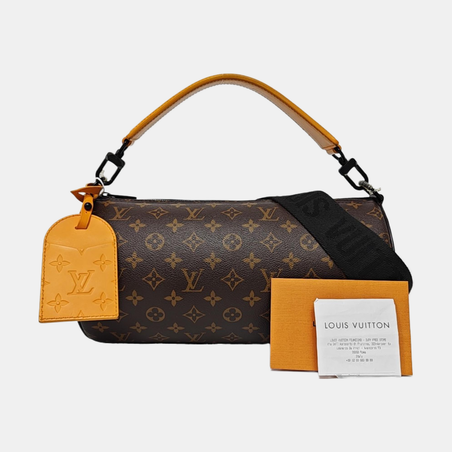LOUIS VUITTON SOFT POLOCHON Brown Coated Canvas Monogram Pattern Boston Bag Single Shoulder Bag Crossbody Bag Tote Bag Black Hardware 2 Removable Straps-(SKU)-965228783