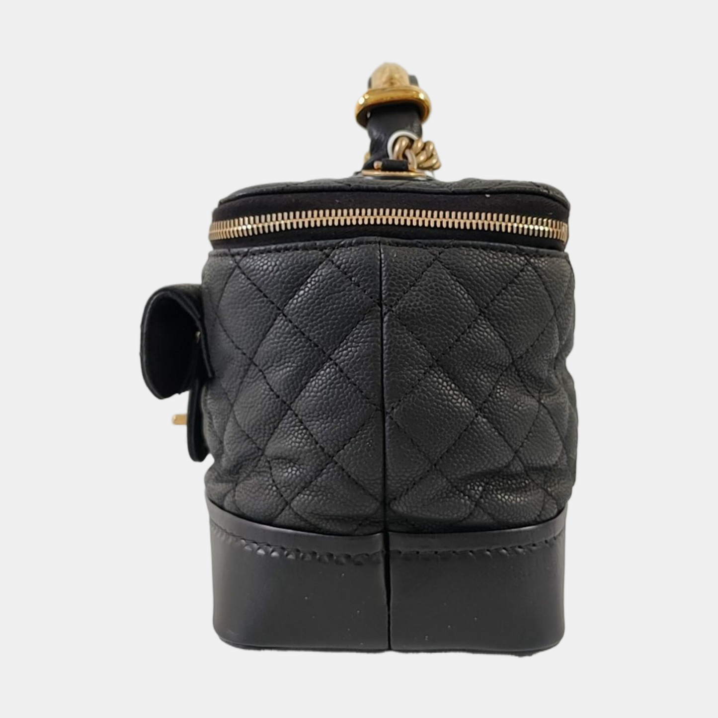 CHANEL GLOBE TROTTER Black Calfskin Quilted Crossbody Shoulder Bag Handbag Gold Hardware 18 Clasp-(SKU)-965080206