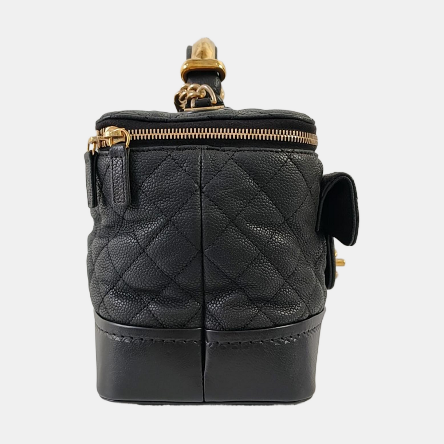 CHANEL GLOBE TROTTER Black Calfskin Quilted Crossbody Shoulder Bag Handbag Gold Hardware 18 Clasp-(SKU)-965080206