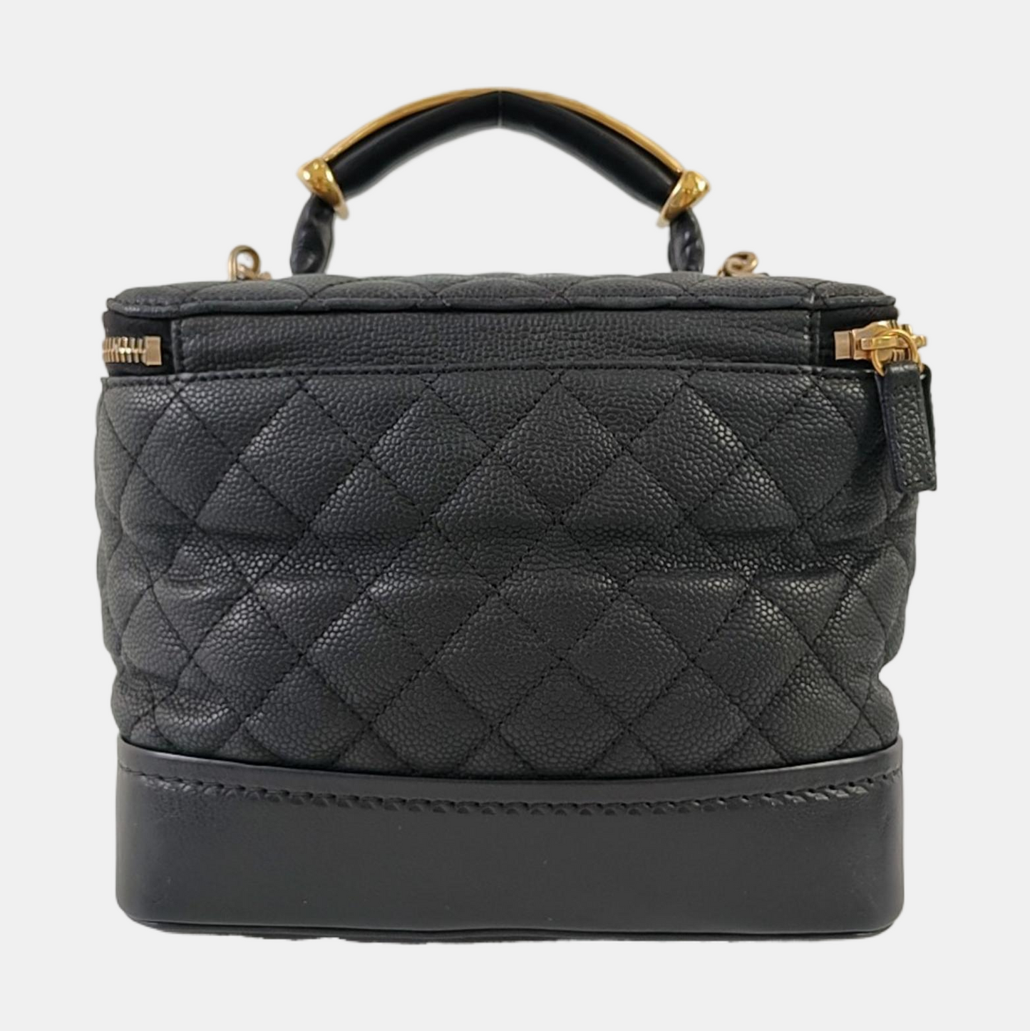 CHANEL GLOBE TROTTER Black Calfskin Quilted Crossbody Shoulder Bag Handbag Gold Hardware 18 Clasp-(SKU)-965080206