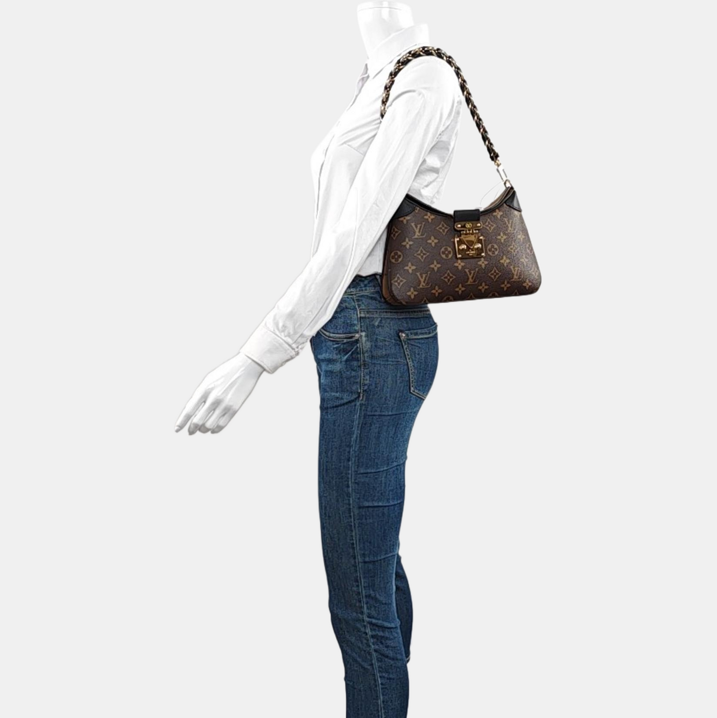 LOUIS VUITTON TWINNY Brown Coated Canvas Monogram Shoulder Bag Tote Crossbody Bag with Detachable Strap-(SKU)-965071055