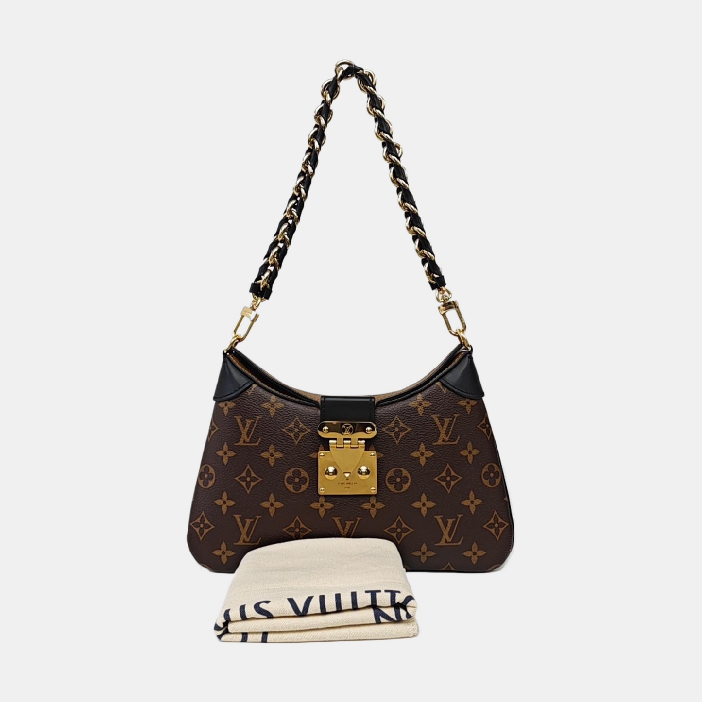 LOUIS VUITTON TWINNY Brown Coated Canvas Monogram Shoulder Bag Tote Crossbody Bag with Detachable Strap-(SKU)-965071055