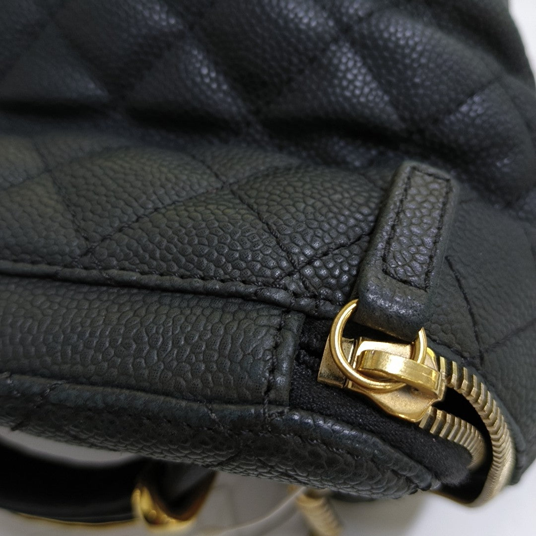 CHANEL GLOBE TROTTER Black Calfskin Quilted Crossbody Shoulder Bag Handbag Gold Hardware 18 Clasp-(SKU)-965080206