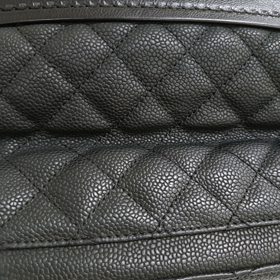 CHANEL GLOBE TROTTER Black Calfskin Quilted Crossbody Shoulder Bag Handbag Gold Hardware 18 Clasp-(SKU)-965080206