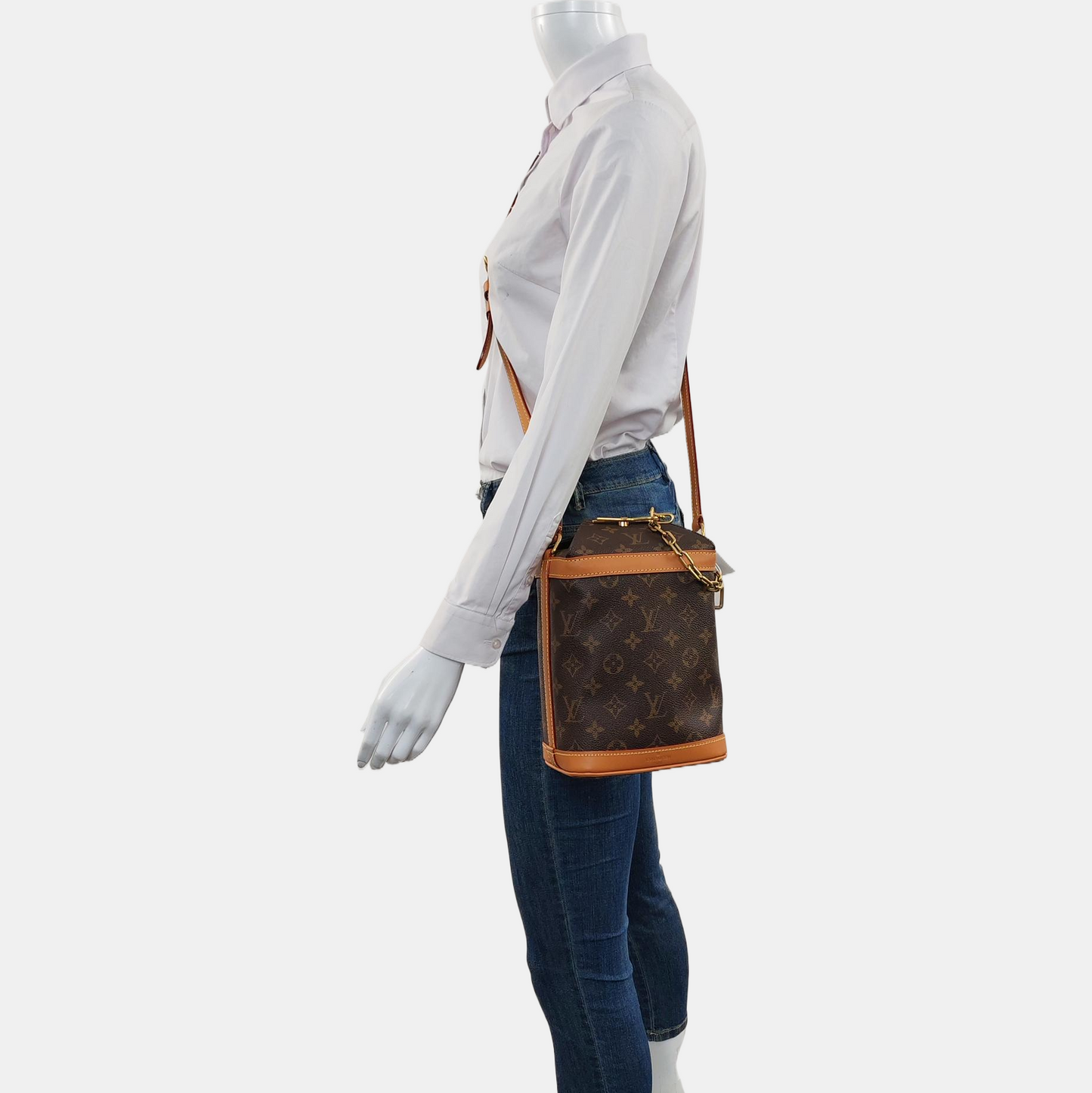 LOUIS VUITTON MILK BOX Brown Coated Canvas Monogram Shoulder Bag with Removable Strap-(SKU)-965414413