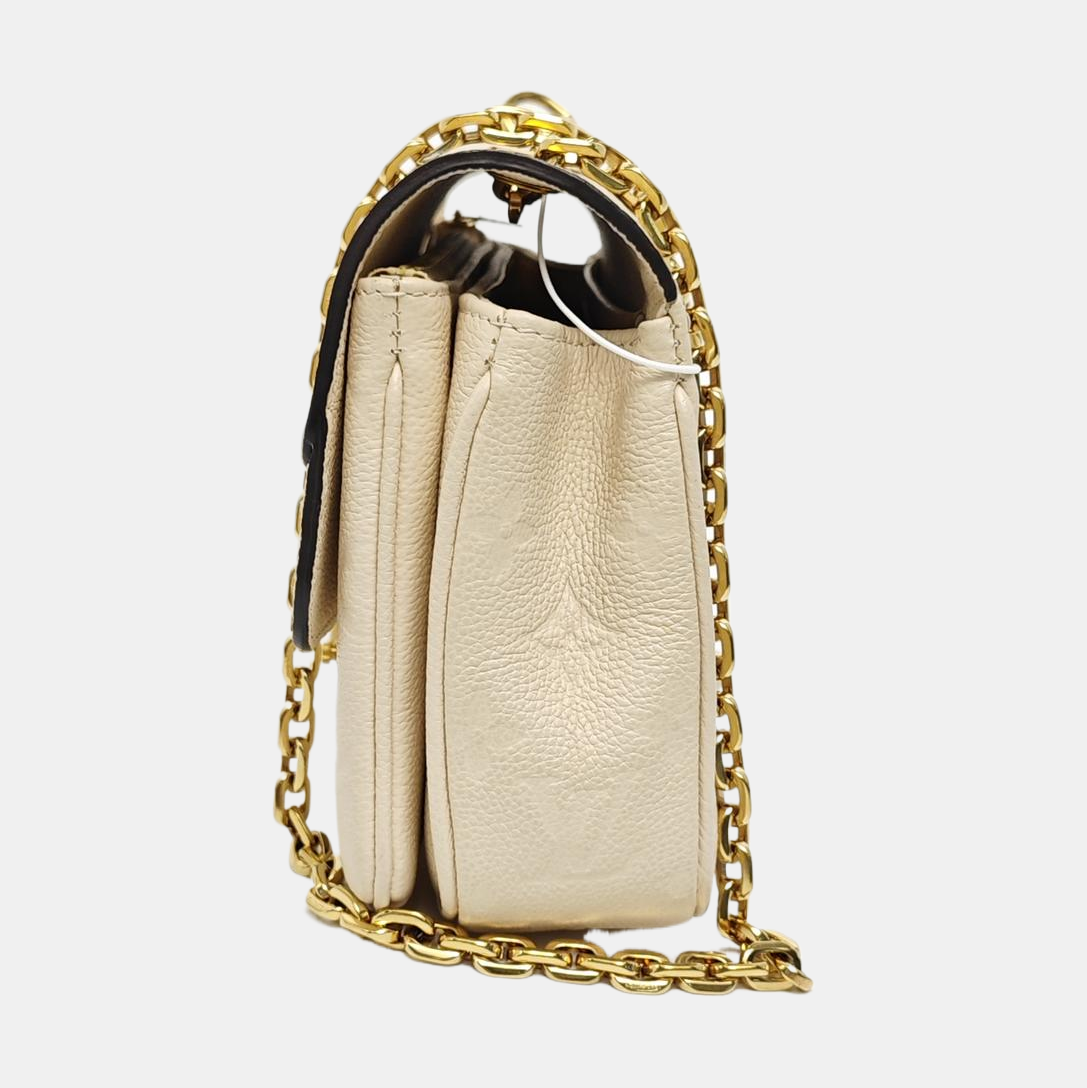LOUIS VUITTON MARCEAU White Calfskin Monogram Embossed Single Shoulder Bag Crossbody Bag Gold Hardware-(SKU)-965269082