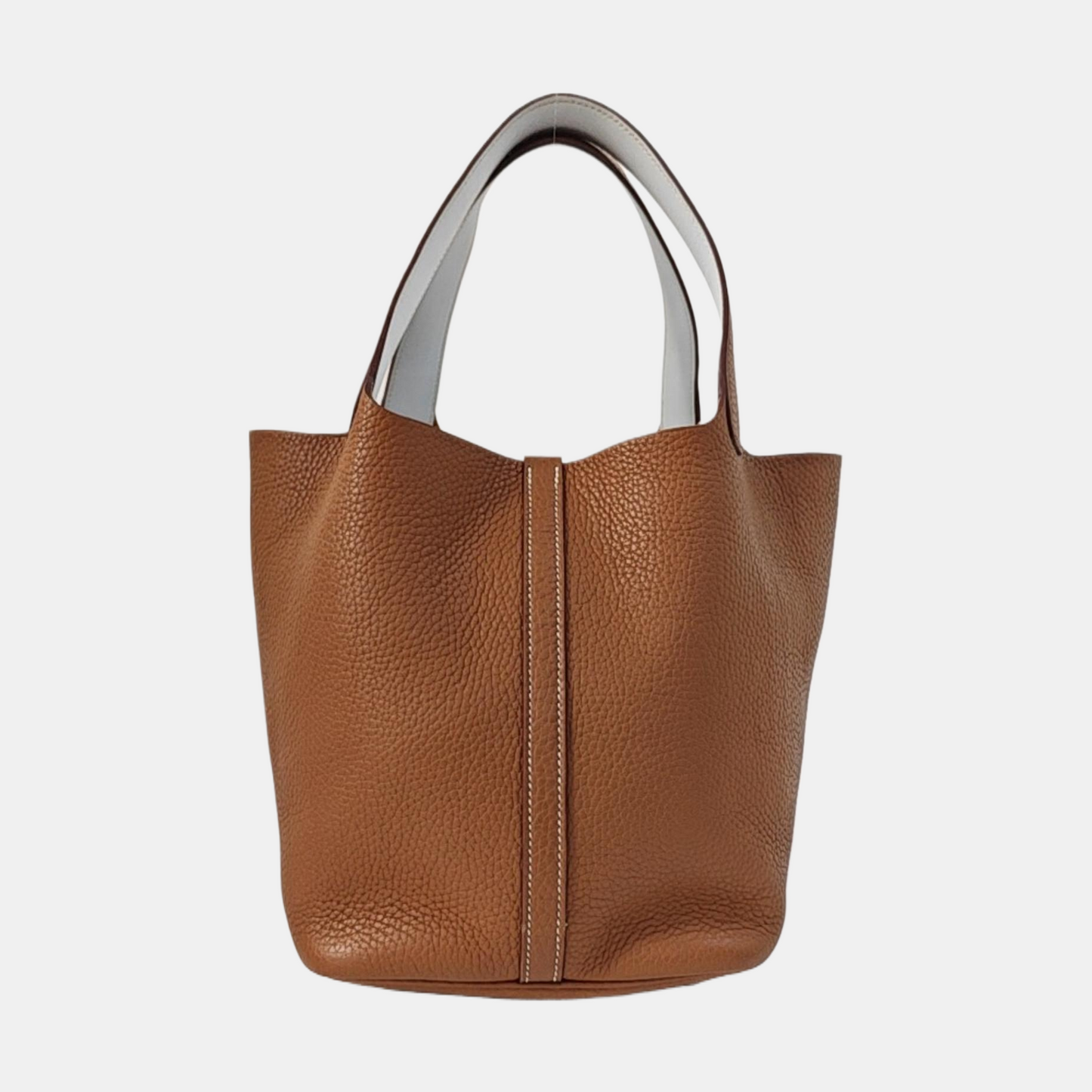 HERMÈS Picotin Lock 22 Gold Brown Clemence Leather Basket Tote Bag Shoulder Bag Silver Hardware Z-(SKU)-965274006