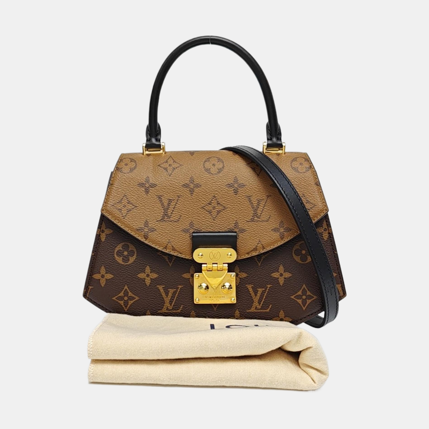 LOUIS VUITTON EDEN Brown Coated Canvas Monogram Crossbody Tote Bag Single Shoulder Bag Golden Hardware Removable Strap-(SKU)-965586639