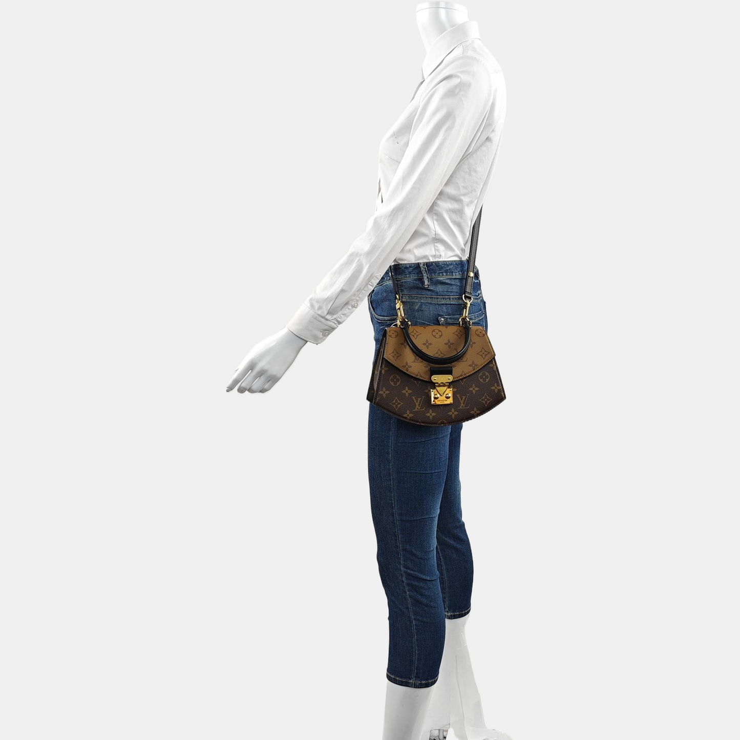 LOUIS VUITTON EDEN Brown Coated Canvas Monogram Crossbody Tote Bag Single Shoulder Bag Golden Hardware Removable Strap-(SKU)-965586639