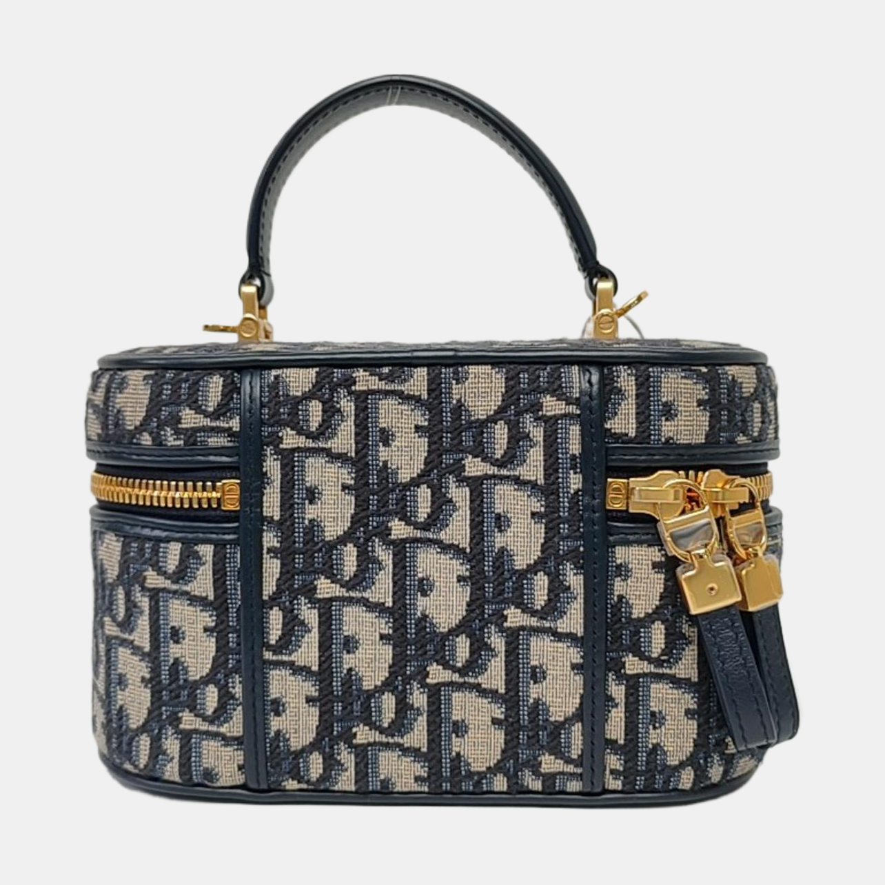DIOR 30 Montaigne Mini Blue Canvas Monogram Embroidered Shoulder Bag Crossbody Handbag Gold Hardware Removable Strap-(SKU)-965602626