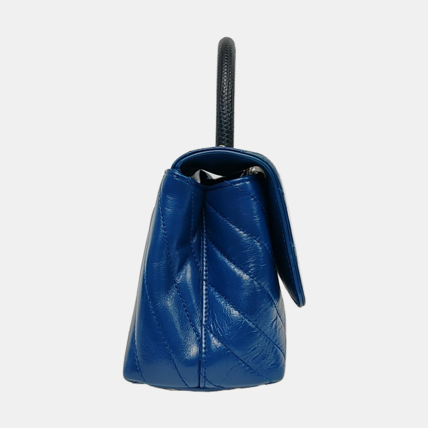 CHANEL COCO HANDLE Medium Size Blue Calfskin Quilted V Pattern Single Shoulder Bag with Gold Hardware 25 Compartments Removable Shoulder Strap-(SKU)-965602661