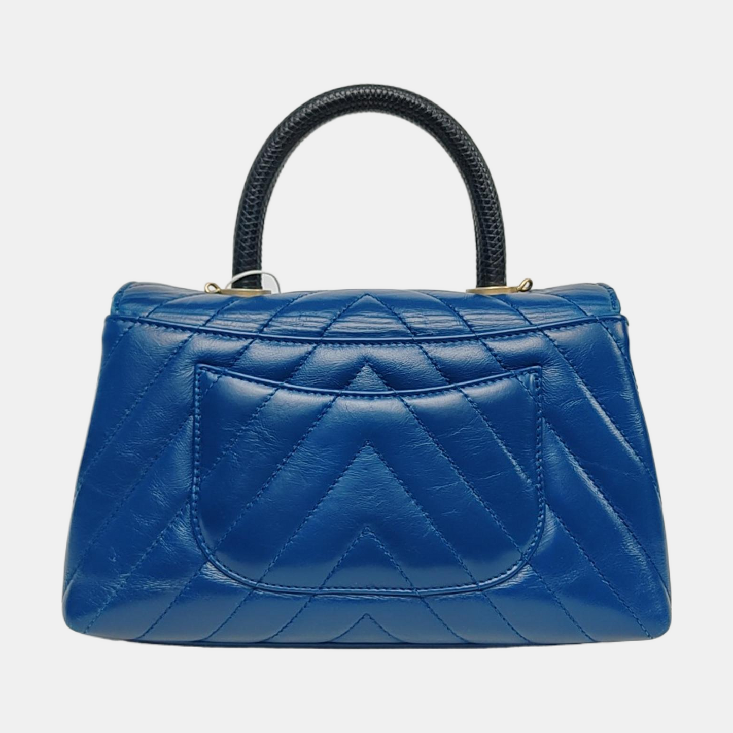 CHANEL COCO HANDLE Medium Size Blue Calfskin Quilted V Pattern Single Shoulder Bag with Gold Hardware 25 Compartments Removable Shoulder Strap-(SKU)-965602661