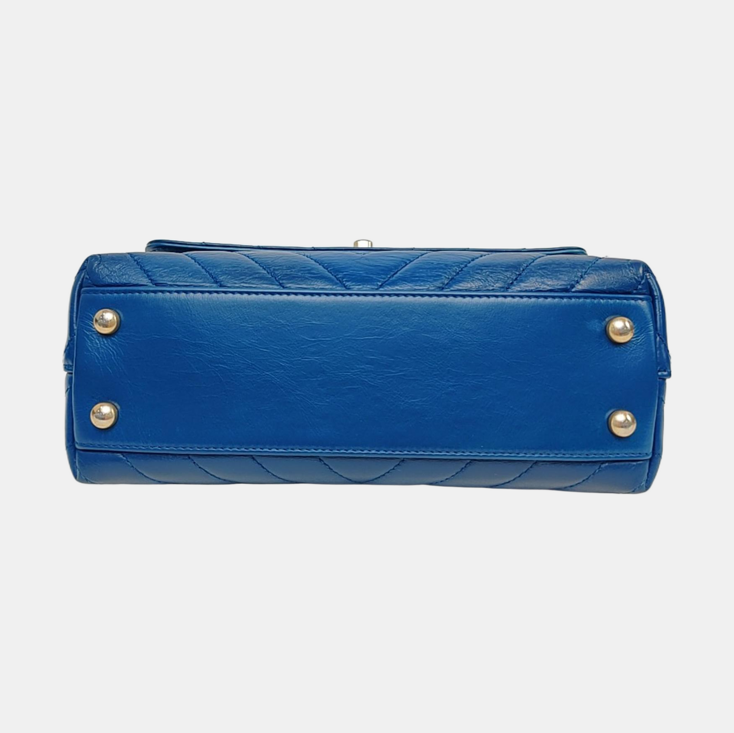 CHANEL COCO HANDLE Medium Size Blue Calfskin Quilted V Pattern Single Shoulder Bag with Gold Hardware 25 Compartments Removable Shoulder Strap-(SKU)-965602661