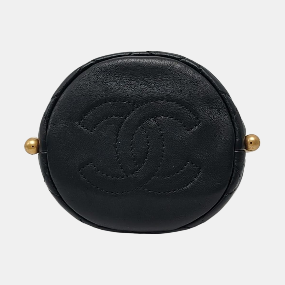 CHANEL DRAWSTRING Mini Black Calfskin Quilted Crossbody Shoulder Bag with Gold Hardware, 31 openings-(SKU)-965301985