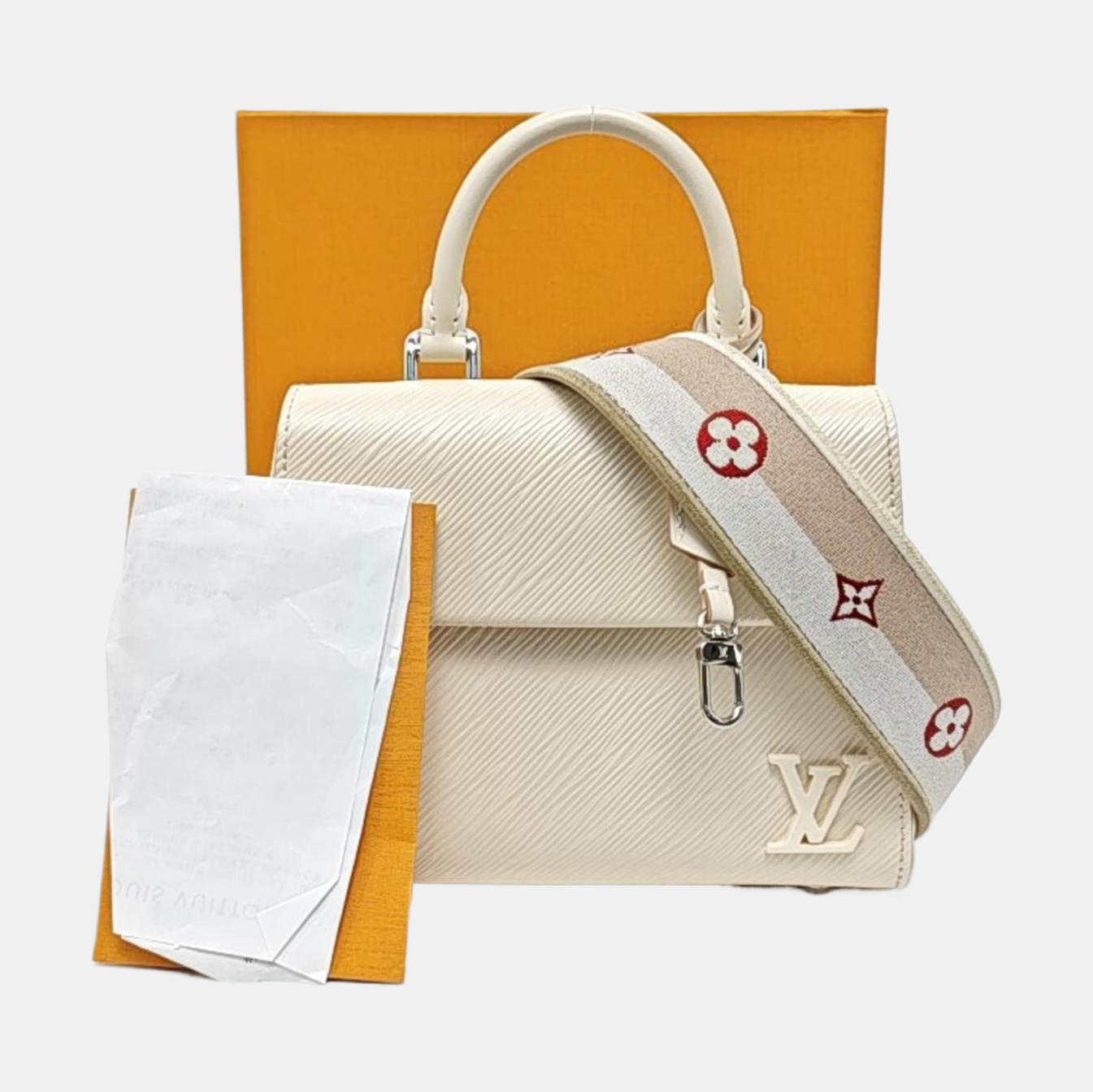 LOUIS VUITTON CLUNY Mini Beige EPI Calfskin Ripple Shoulder Bag, Handbag, Crossbody Bag with Detachable Strap-(SKU)-965312768