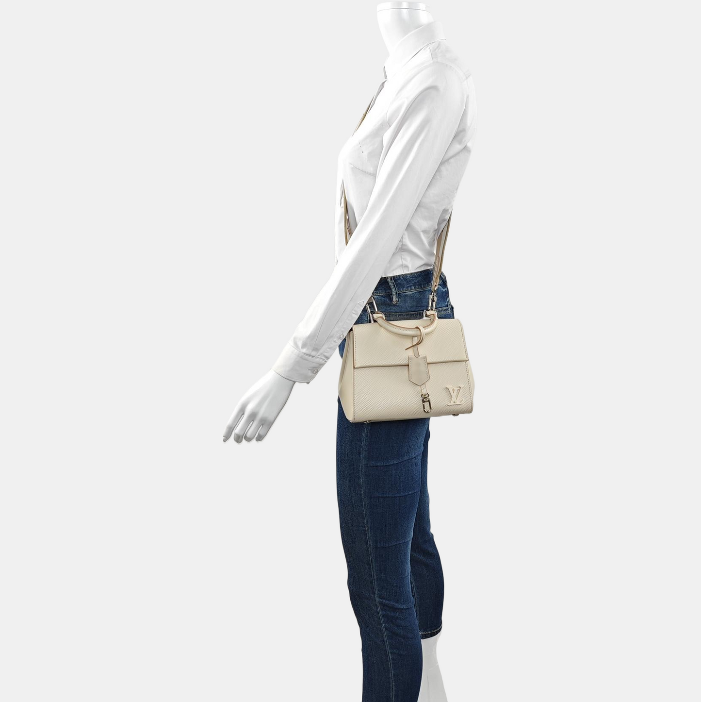 LOUIS VUITTON CLUNY Mini Beige EPI Calfskin Ripple Shoulder Bag, Handbag, Crossbody Bag with Detachable Strap-(SKU)-965312768