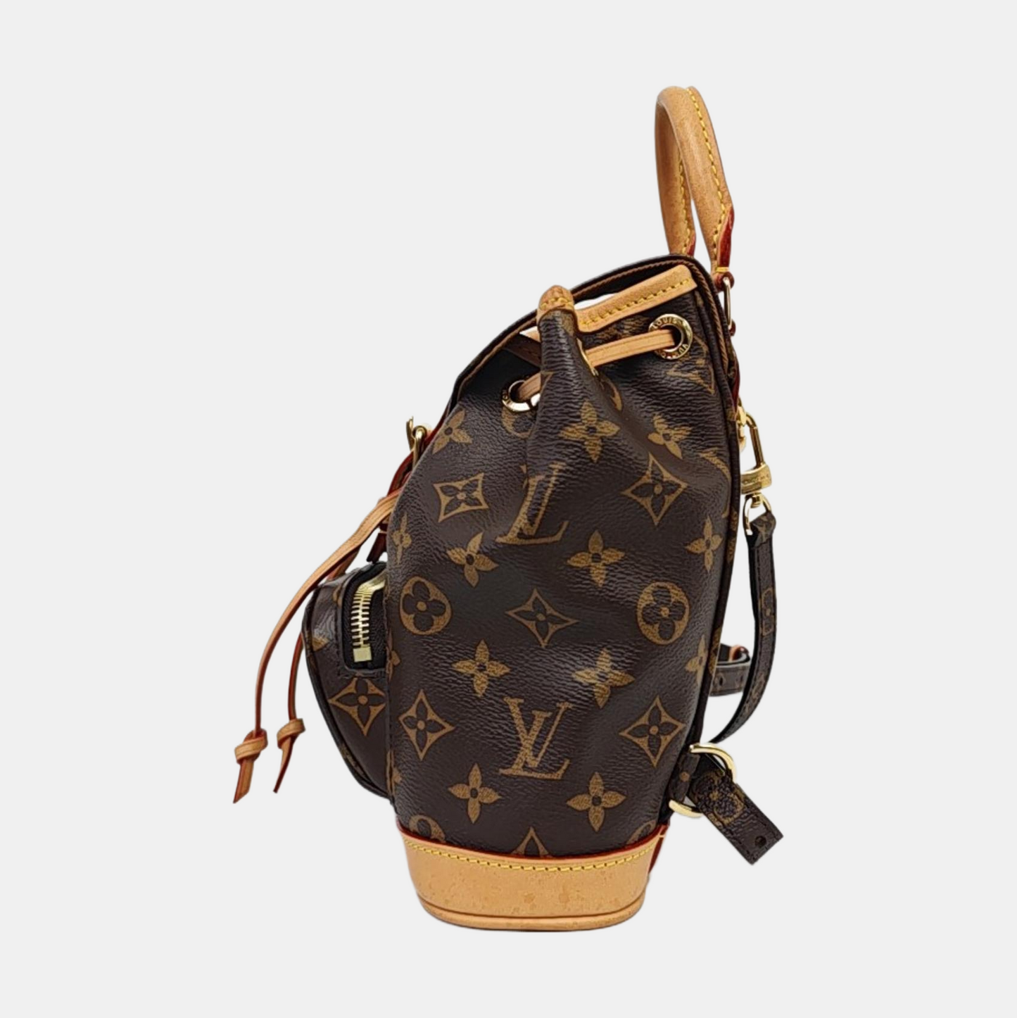 LOUIS VUITTON MONTSOURIS BB brown coated canvas Monogram backpack gold hardware 2 removable shoulder straps complete accessories-(SKU)-965720773